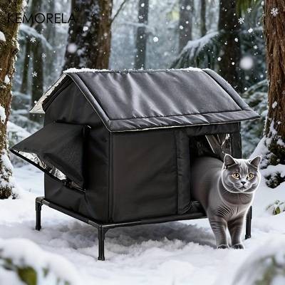 KEMORELA All-Season Outdoor Cat House with Warm Base – Heavy-Duty Insulated Pet Shelter for Year-Round Comfort