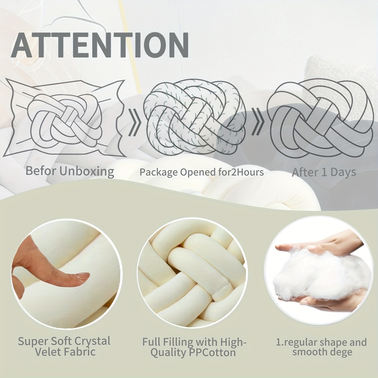 YLBKIKR Knotted Throw Pillow – Stylish and Comfortable Backrest Cushions for Your Home and Bedroom