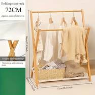 FARIDABIO Foldable Wooden Coat Rack – Freestanding Multipurpose Valet Stand with Basket