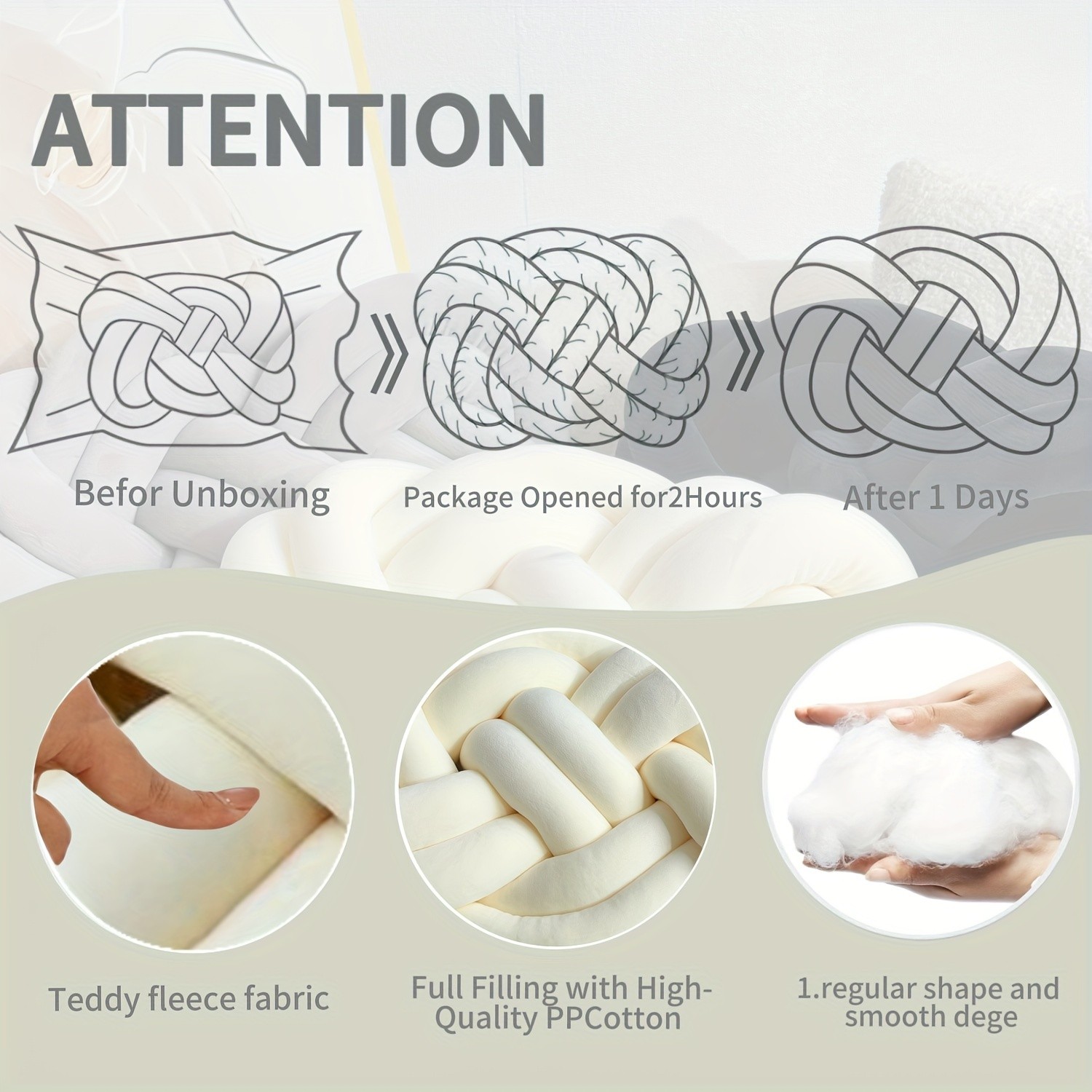 YLBKIKR Soft & Stylish Knotted Throw Pillow – Geometric Design and Washable Polyester Cushion for Sofa and Bedroom Decor