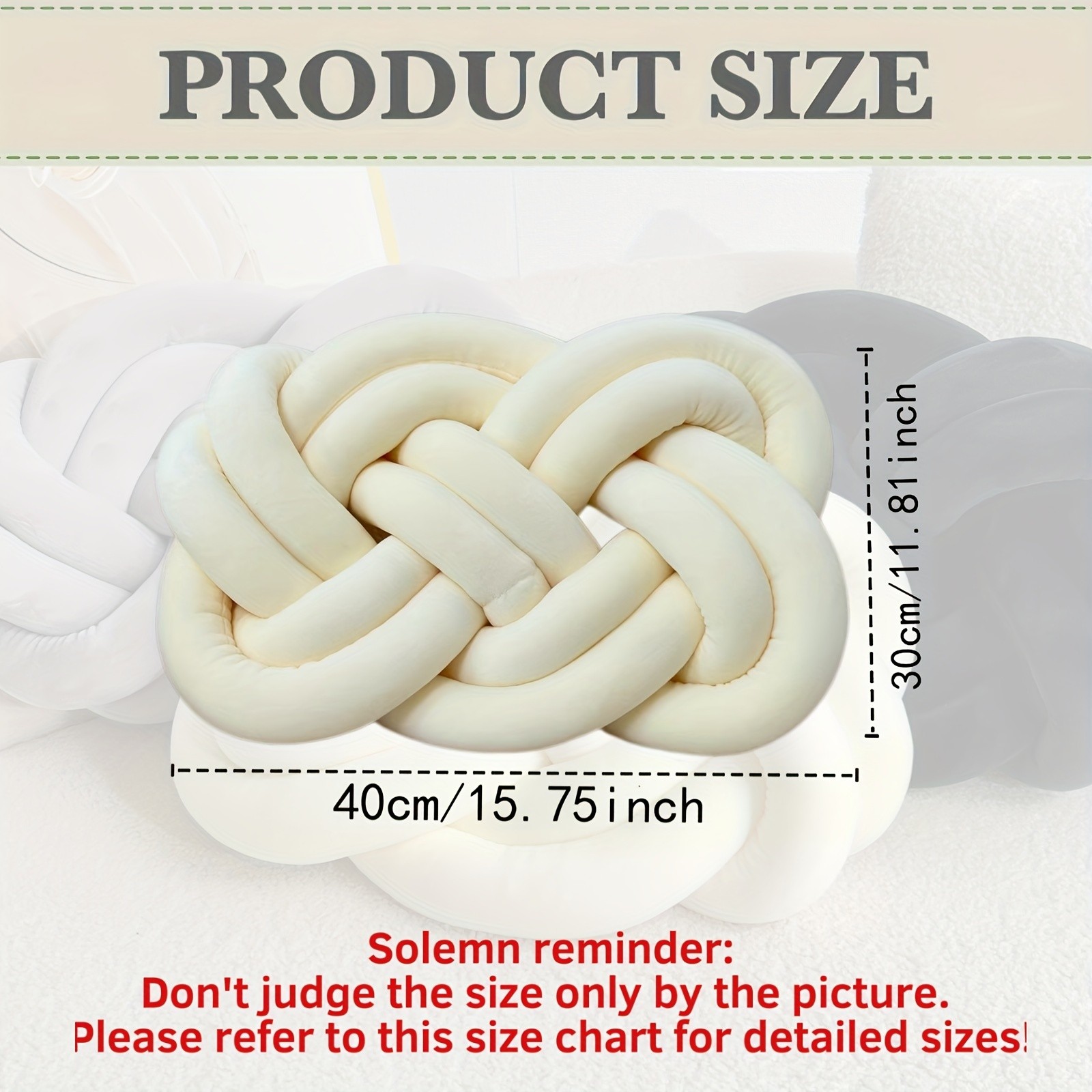 YLBKIKR Soft & Stylish Knotted Throw Pillow – Geometric Design and Washable Polyester Cushion for Sofa and Bedroom Decor