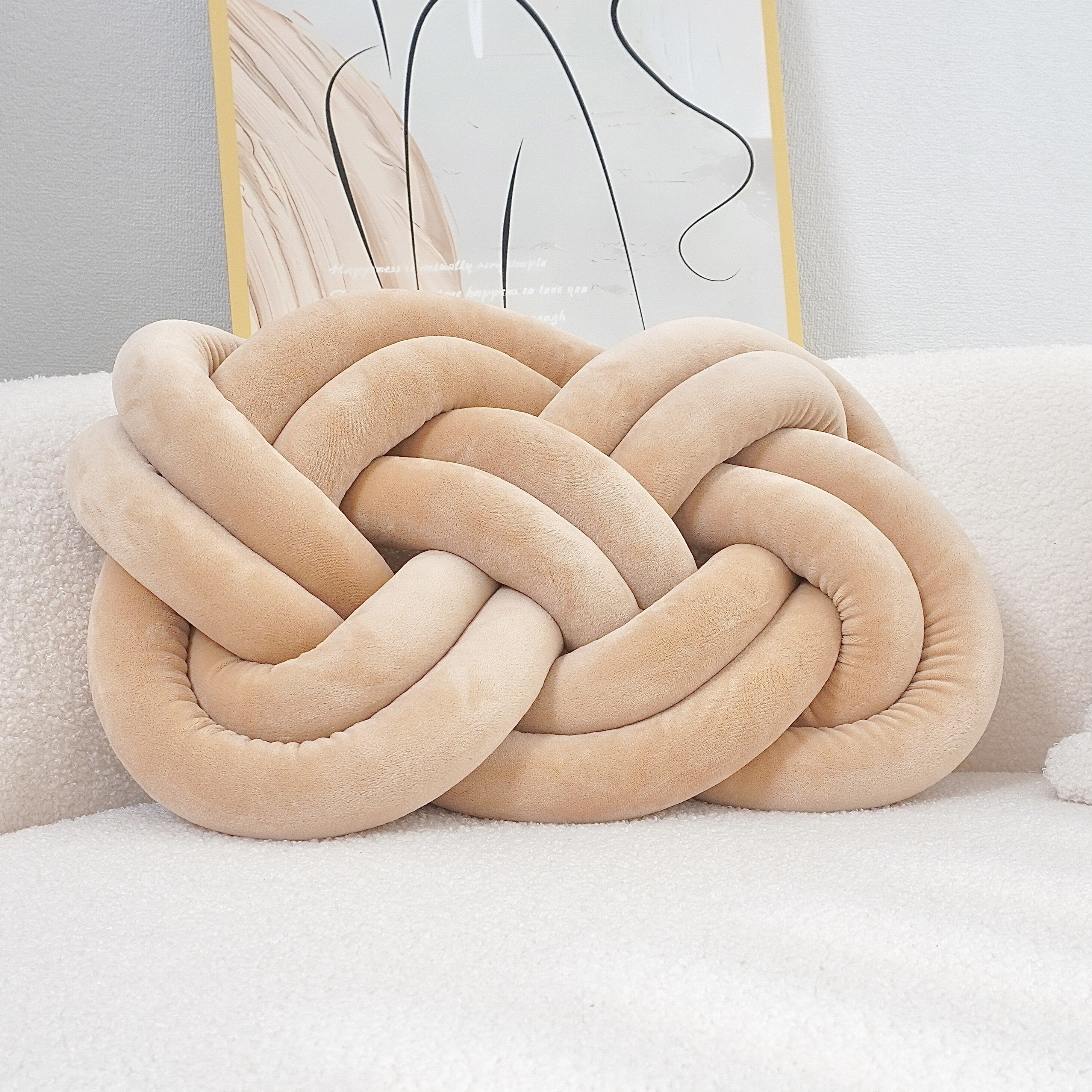 YLBKIKR Soft & Stylish Knotted Throw Pillow – Geometric Design and Washable Polyester Cushion for Sofa and Bedroom Decor