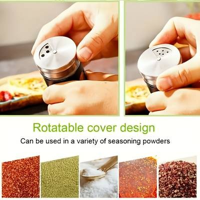 Faridabio 12pcs Stainless Steel Seasoning Jars with Glass Lids – Durable Spice & Salt Shakers for BBQ and Cooking