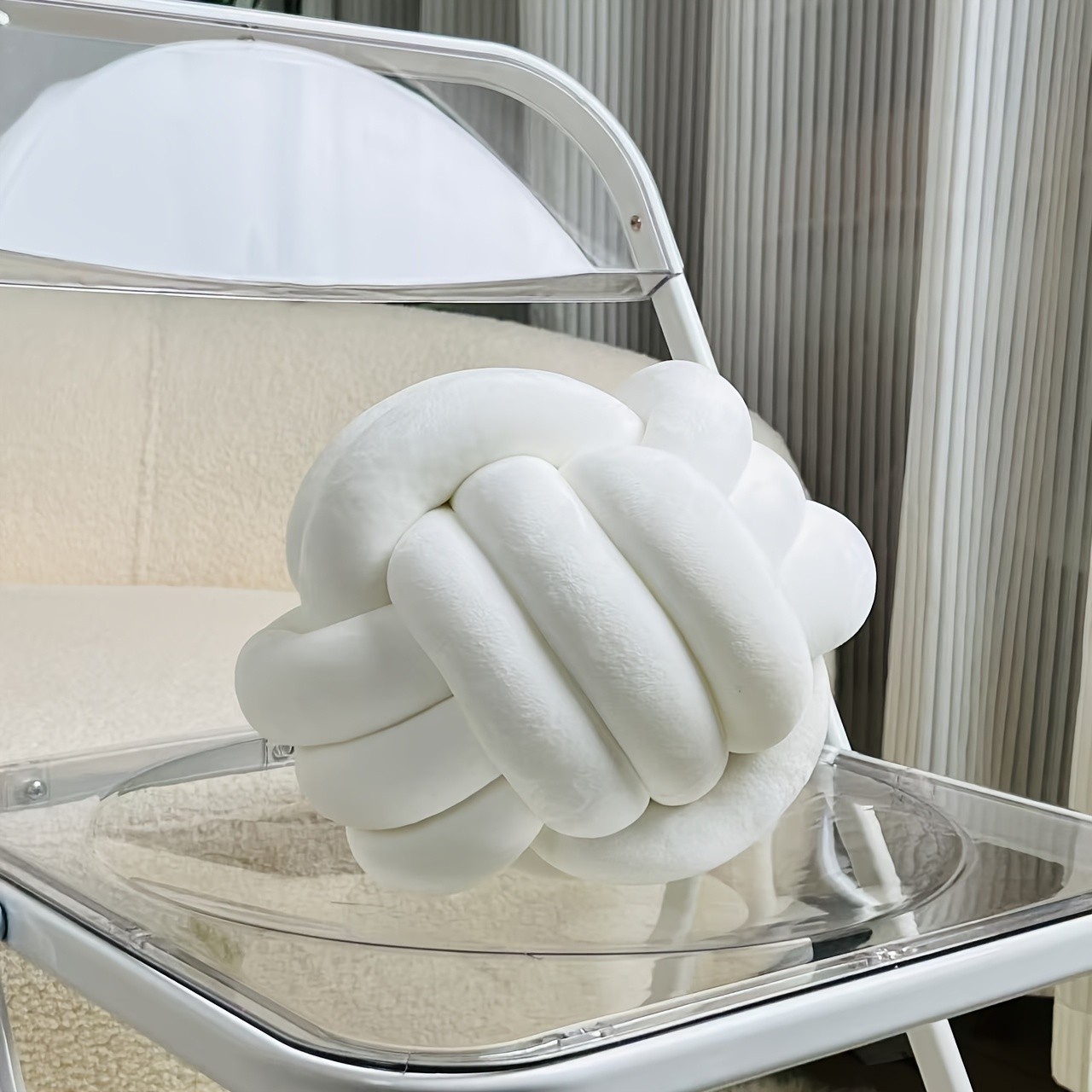 YLBKIKR Handwoven Knot Ball Pillow – Soft, Quilted Texture for Sofa, Bed, and Chair Comfort with Minimalist Boho Style