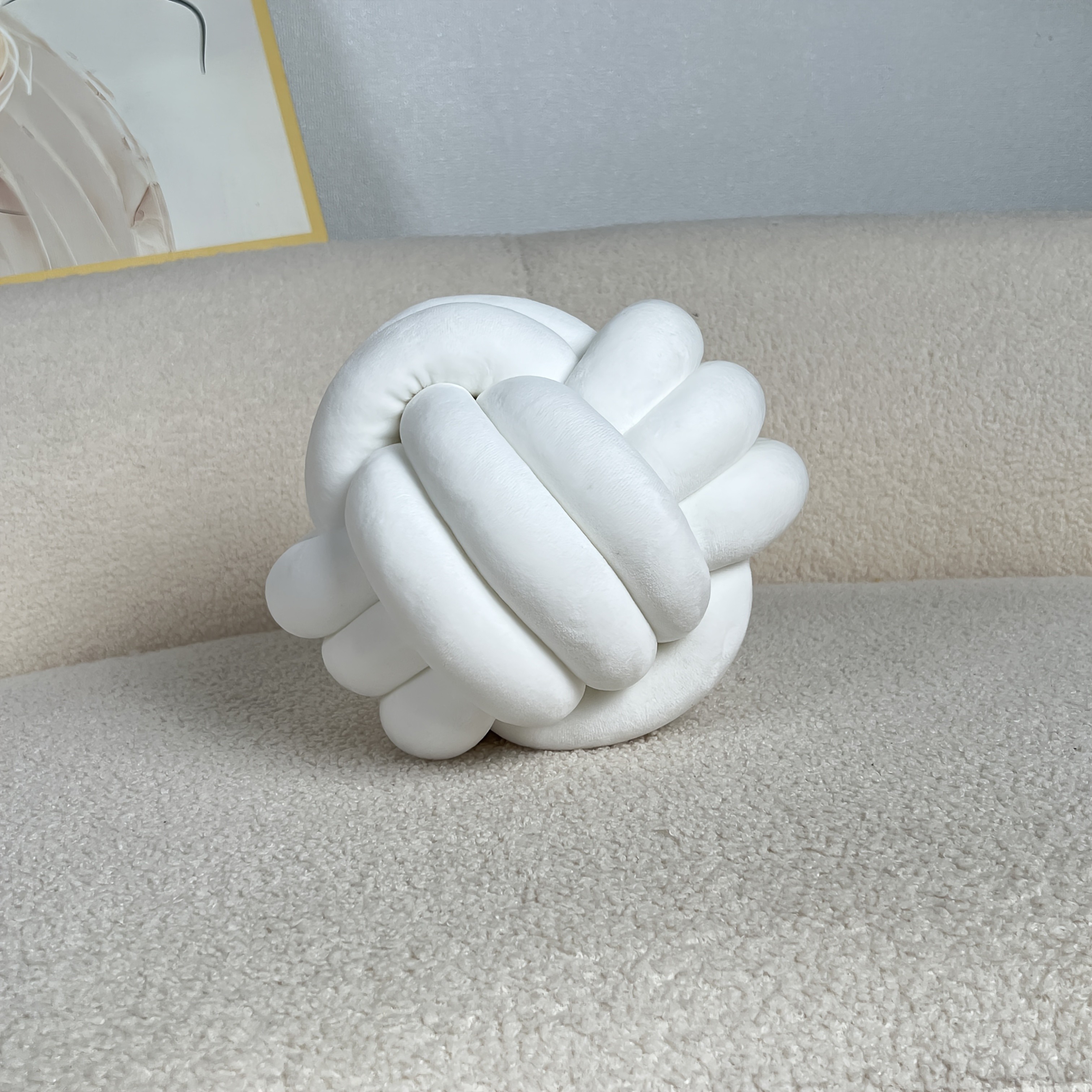 YLBKIKR Handwoven Knot Ball Pillow – Soft, Quilted Texture for Sofa, Bed, and Chair Comfort with Minimalist Boho Style