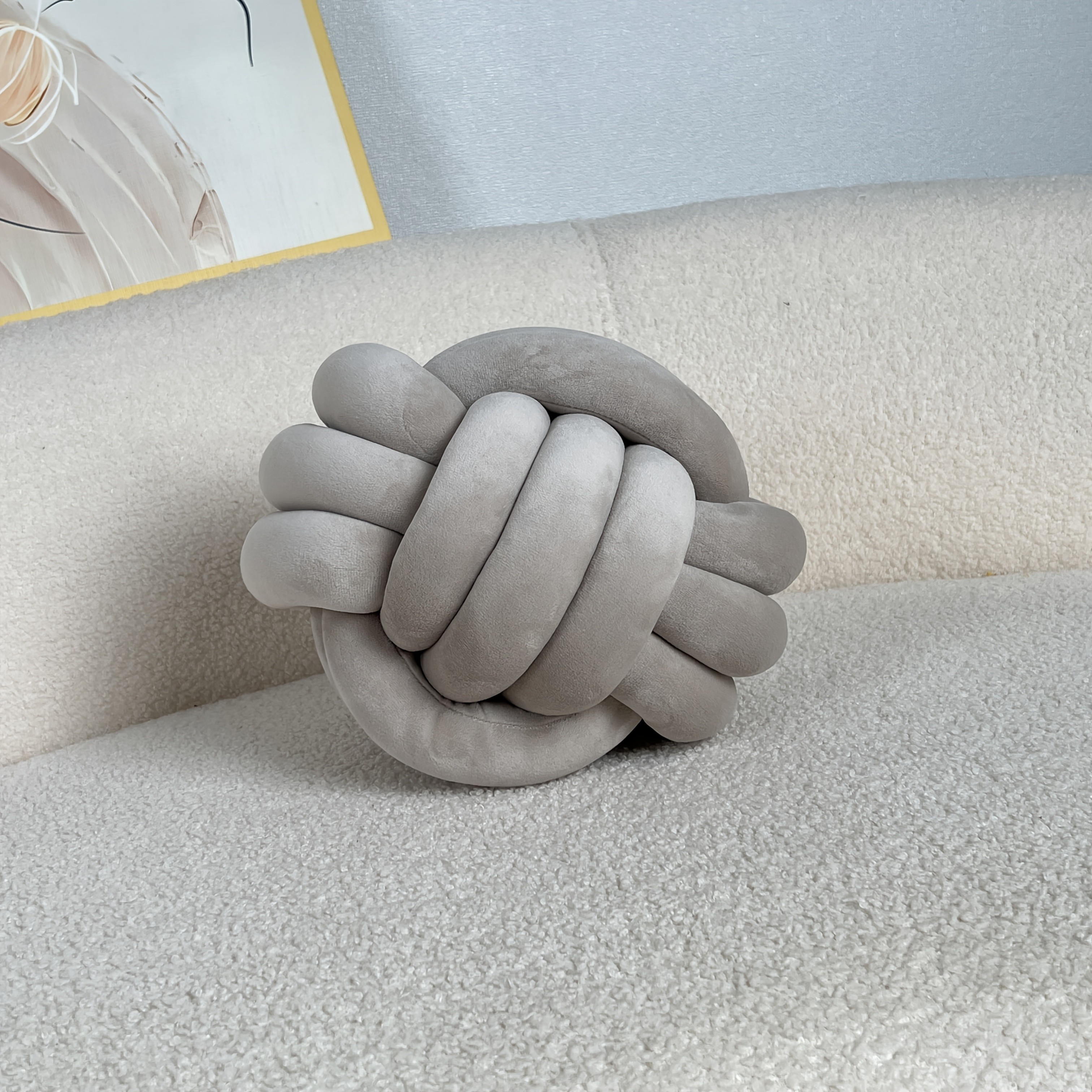 YLBKIKR Handwoven Knot Ball Pillow – Soft, Quilted Texture for Sofa, Bed, and Chair Comfort with Minimalist Boho Style