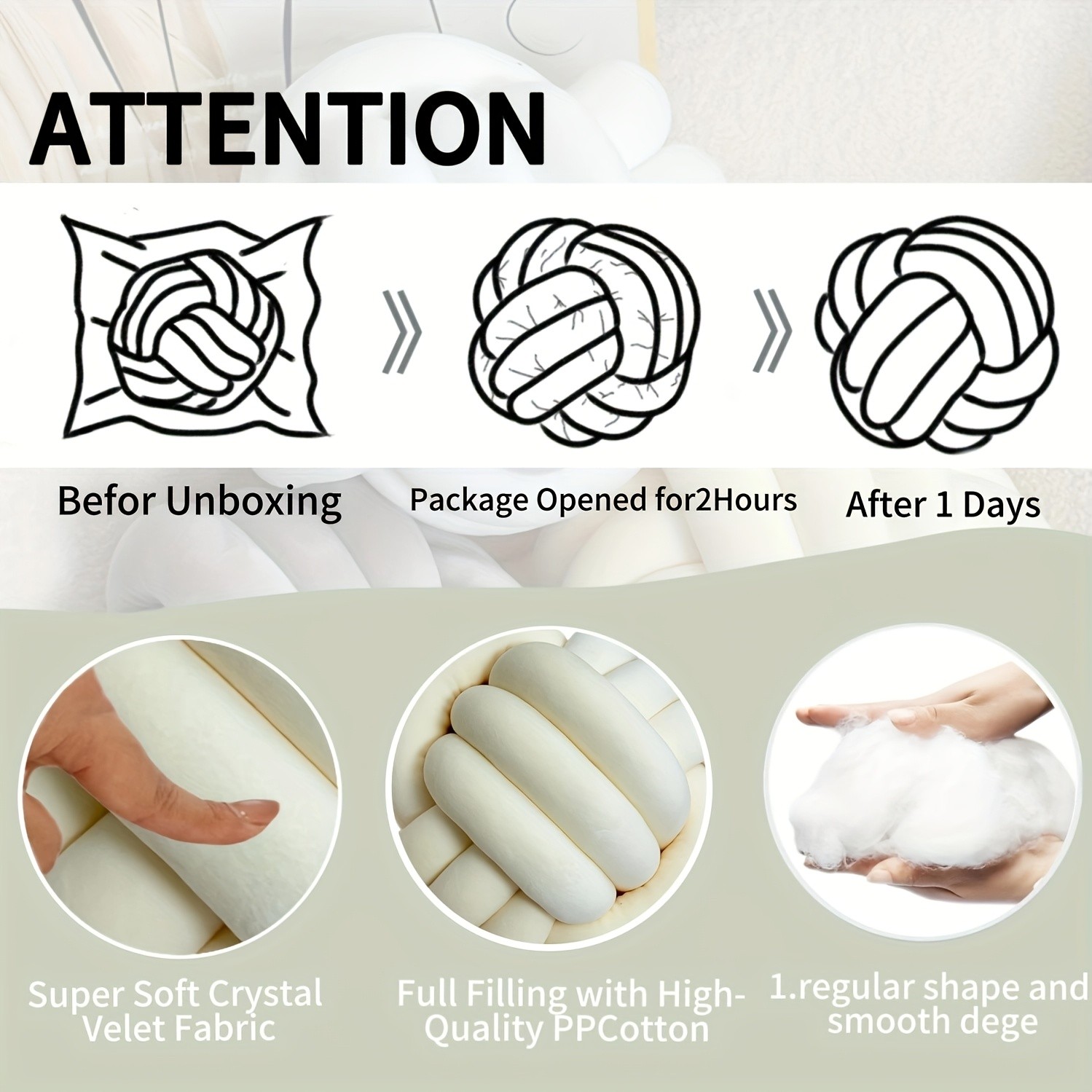 YLBKIKR Handwoven Knot Ball Pillow – Soft, Quilted Texture for Sofa, Bed, and Chair Comfort with Minimalist Boho Style