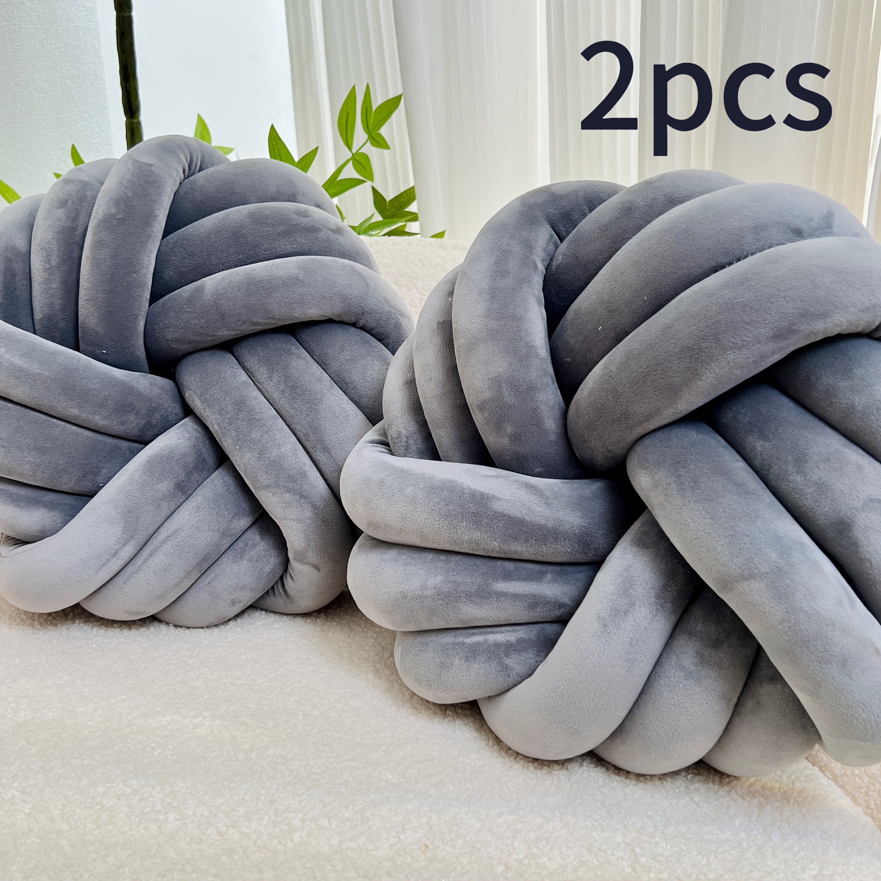 YLBKIKR 2pcs Minimalist White Knot Decorative Pillows – Soft Plush Cushions with Tissue Holder for Versatile Home Decor