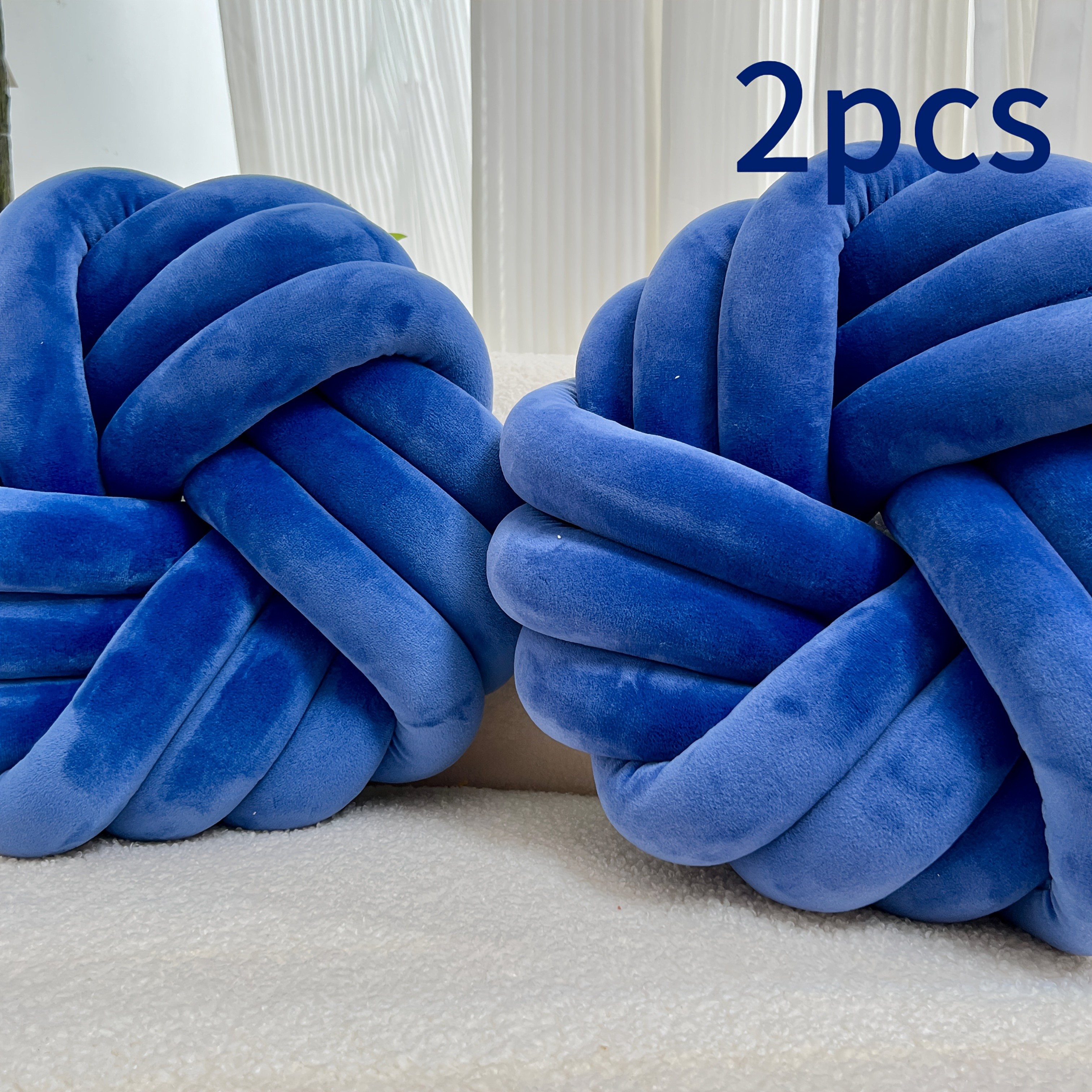 YLBKIKR 2pcs Minimalist White Knot Decorative Pillows – Soft Plush Cushions with Tissue Holder for Versatile Home Decor
