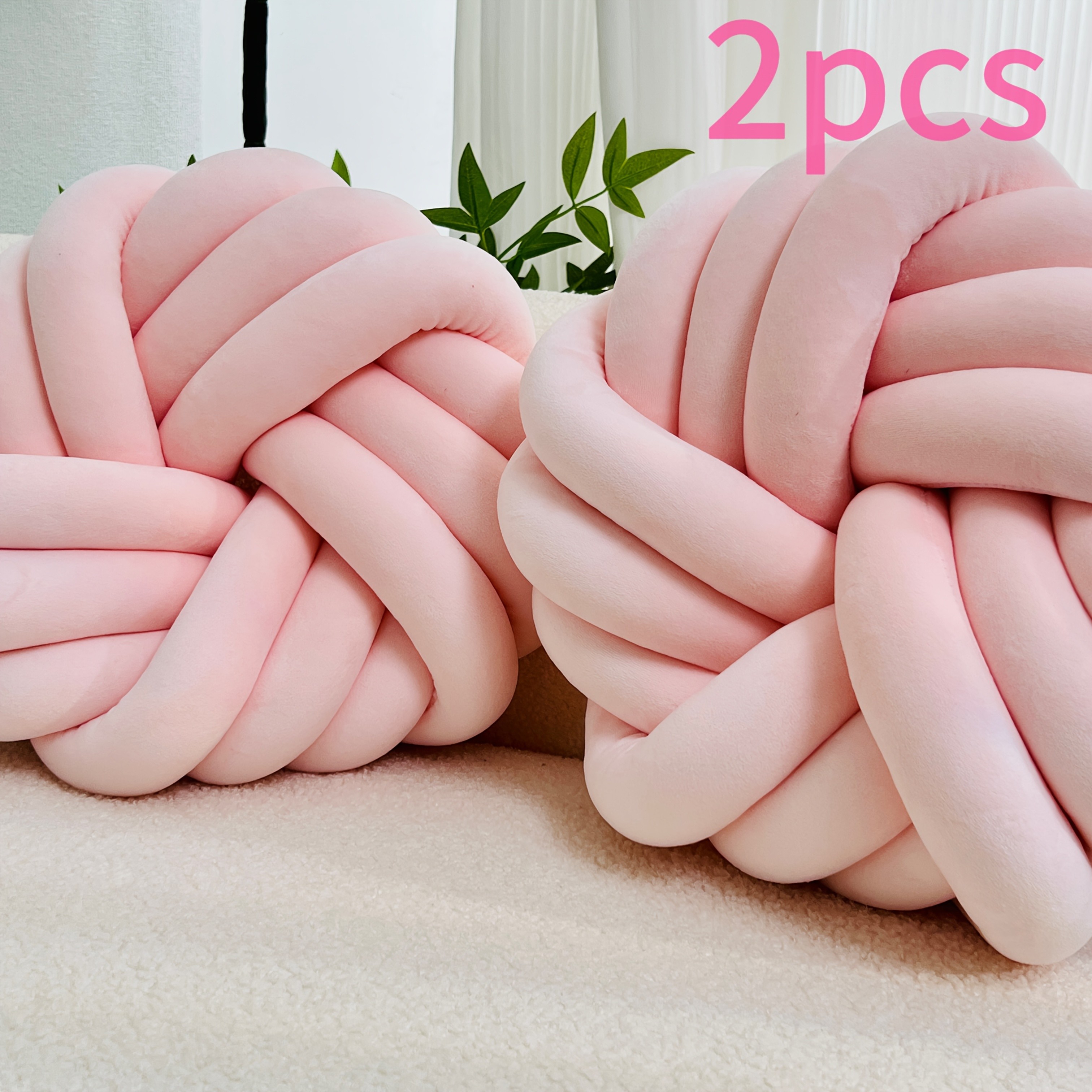 YLBKIKR 2pcs Minimalist White Knot Decorative Pillows – Soft Plush Cushions with Tissue Holder for Versatile Home Decor