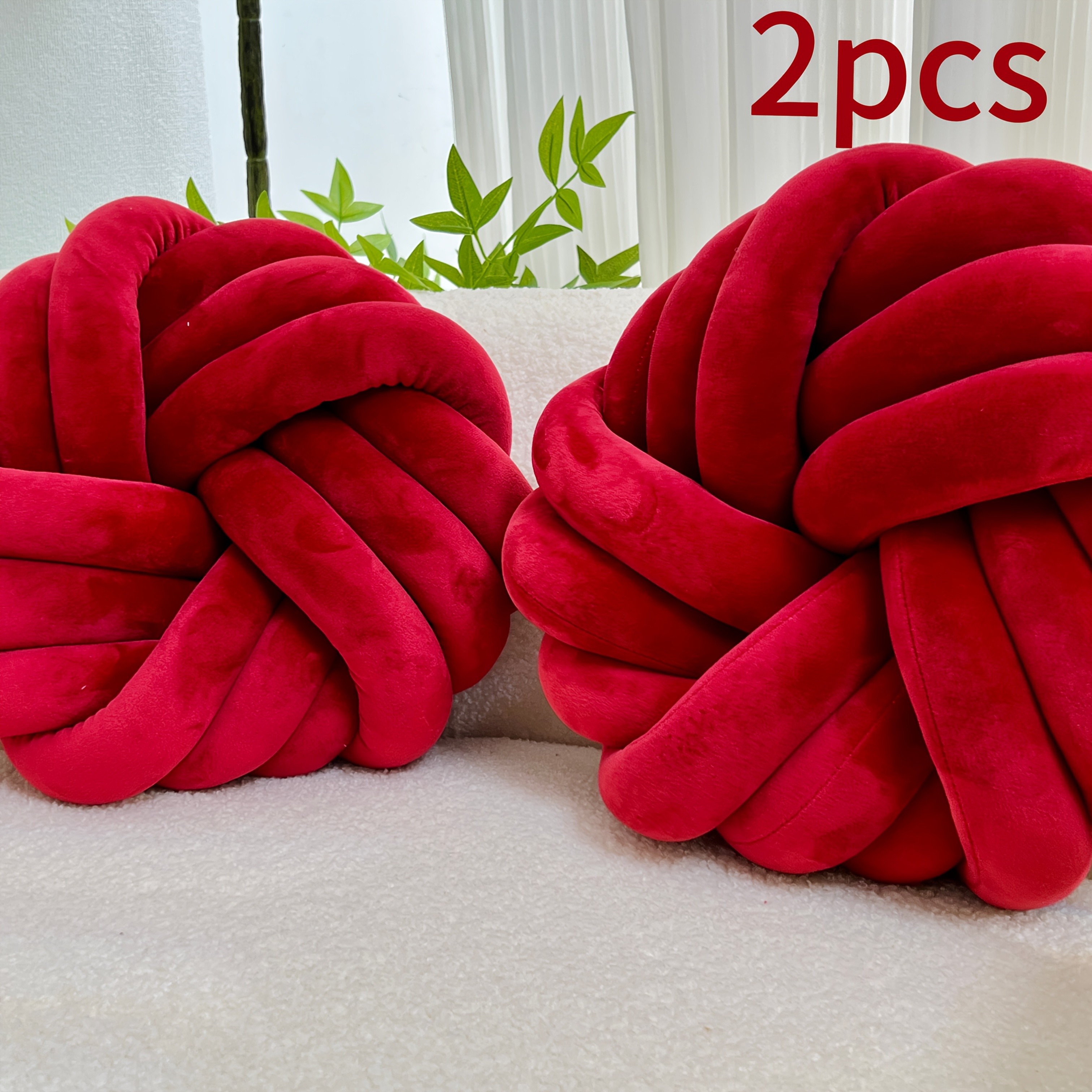 YLBKIKR 2pcs Minimalist White Knot Decorative Pillows – Soft Plush Cushions with Tissue Holder for Versatile Home Decor
