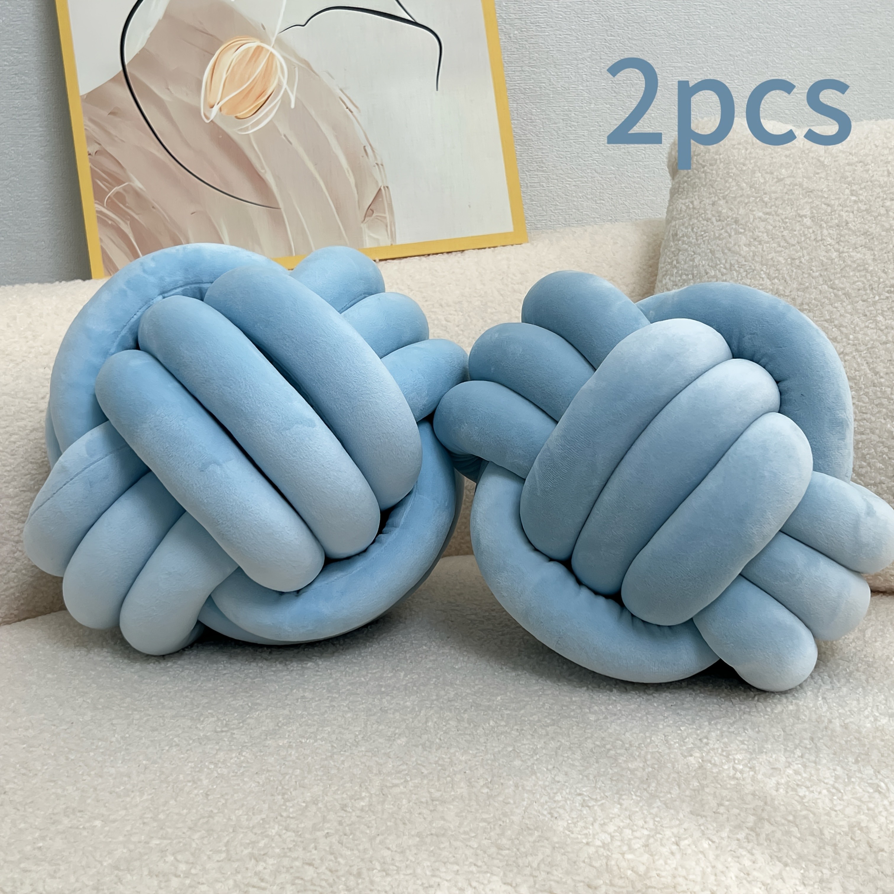 YLBKIKR 2pcs Round Knotted Throw Pillows – Plush Geometric Pattern Cushions for Comfortable and Stylish Home Decor