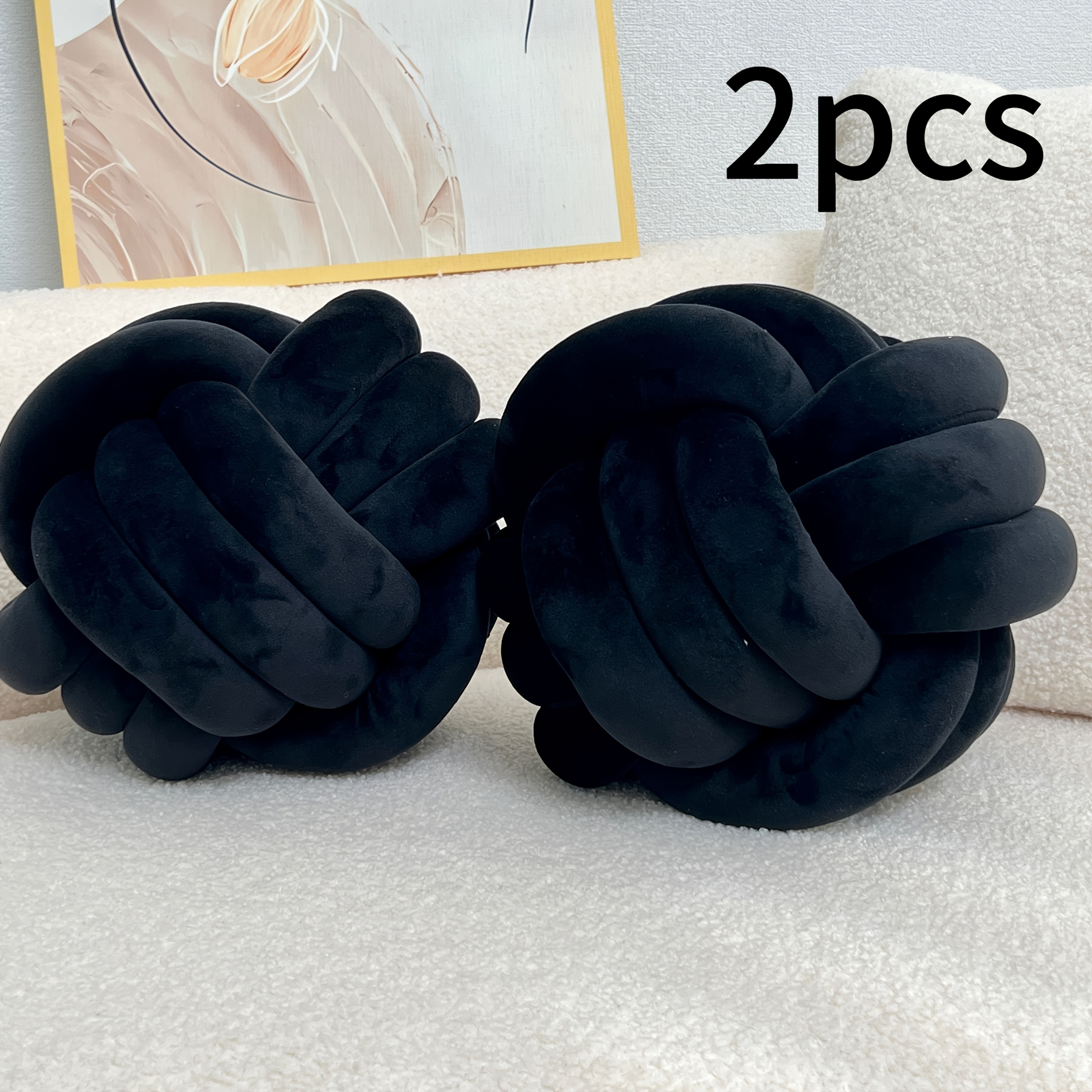 YLBKIKR 2pcs Round Knotted Throw Pillows – Plush Geometric Pattern Cushions for Comfortable and Stylish Home Decor