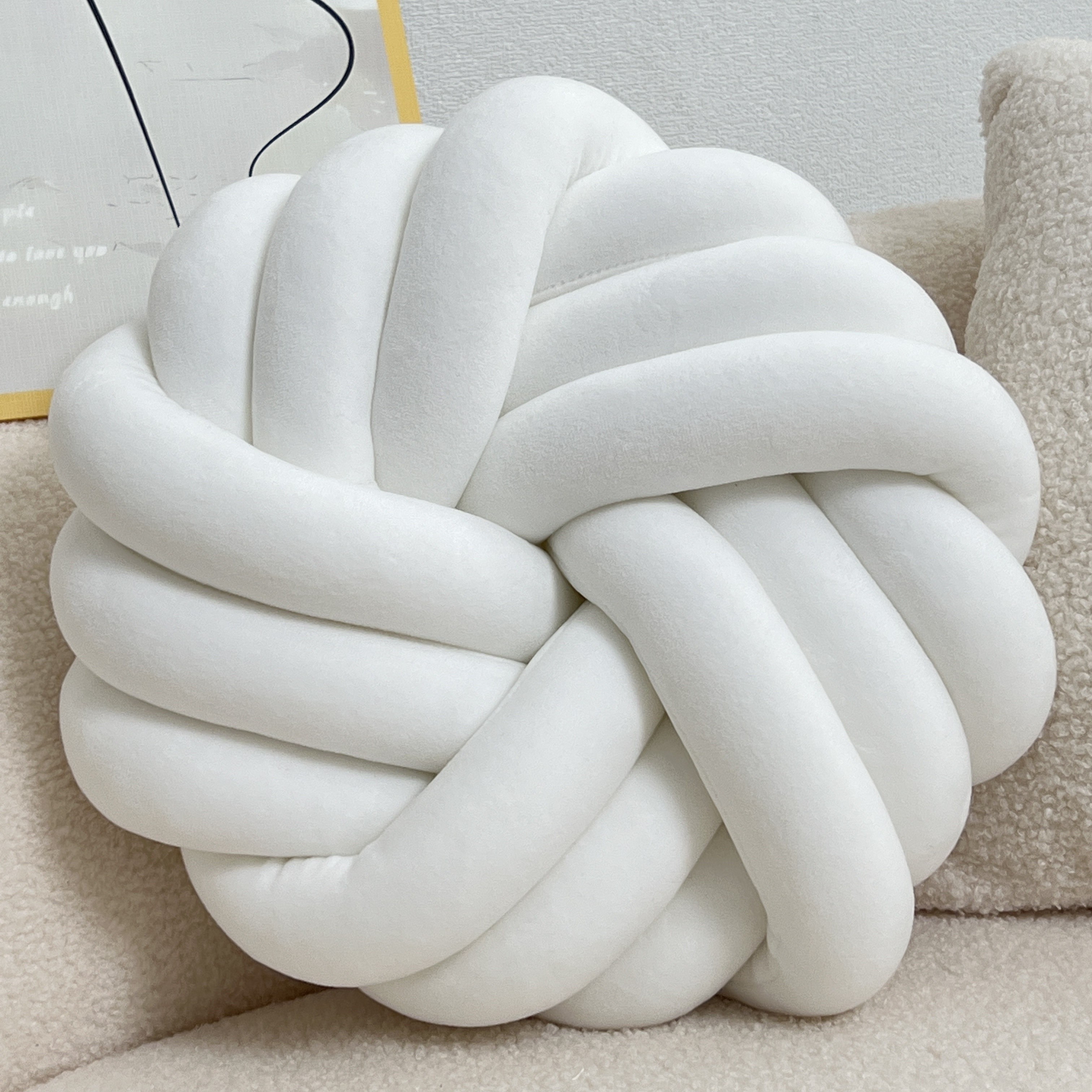 YLBKIKR Handmade Soft Plush Knot Throw Pillow – Multi-Color Modern Minimalist Cushion for Sofa, Bed, and Chair Accent