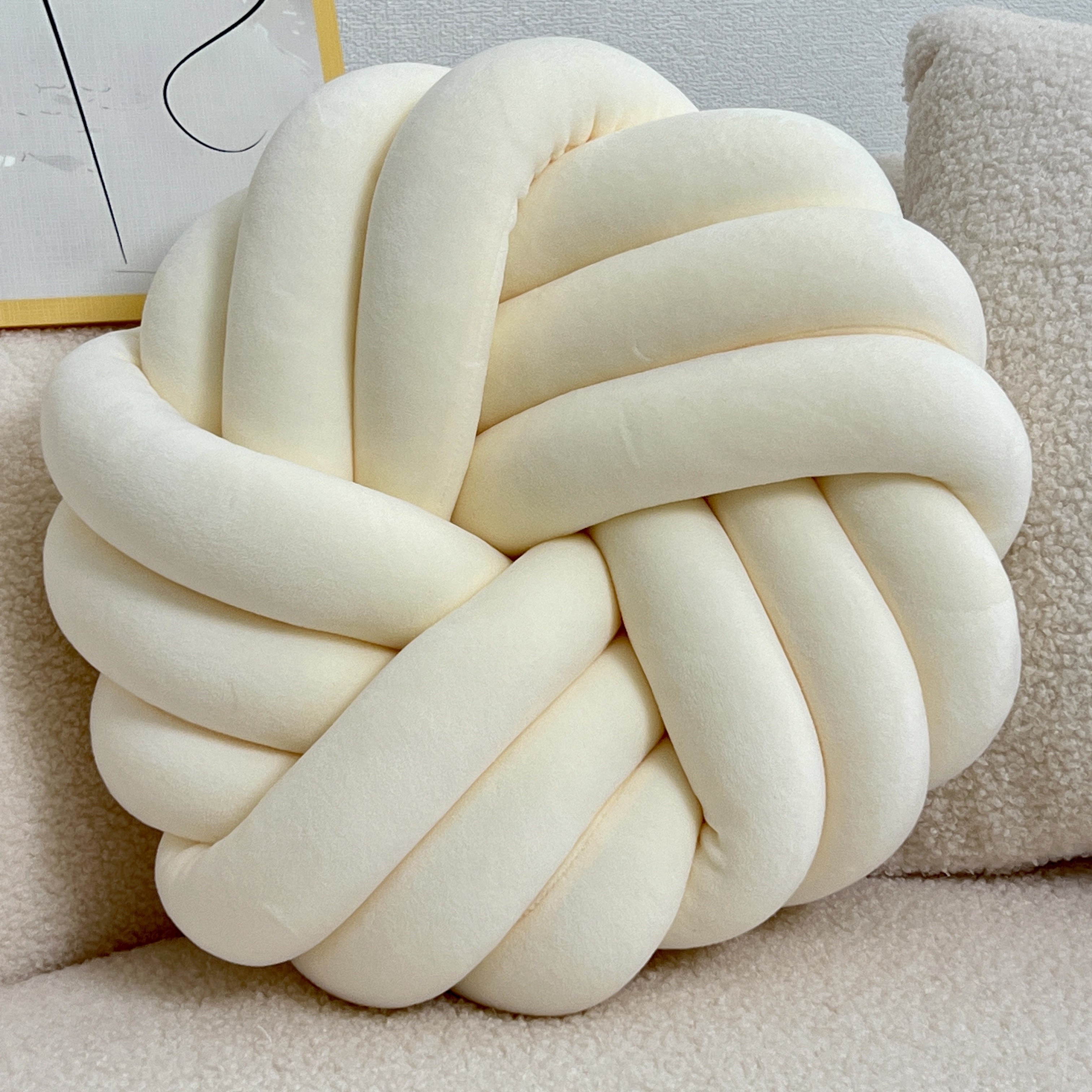 YLBKIKR Handmade Soft Plush Knot Throw Pillow – Multi-Color Modern Minimalist Cushion for Sofa, Bed, and Chair Accent