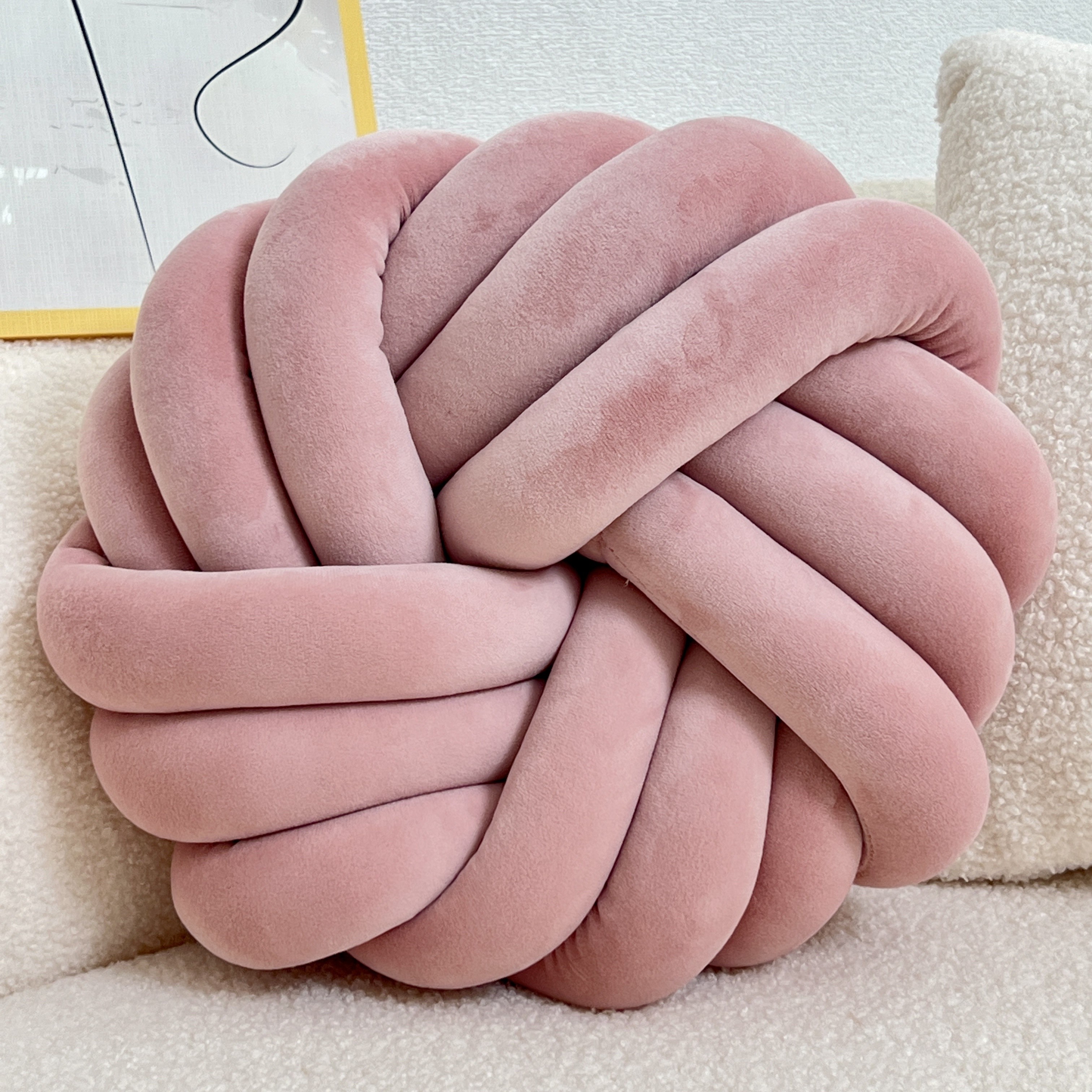 YLBKIKR Handmade Soft Plush Knot Throw Pillow – Multi-Color Modern Minimalist Cushion for Sofa, Bed, and Chair Accent