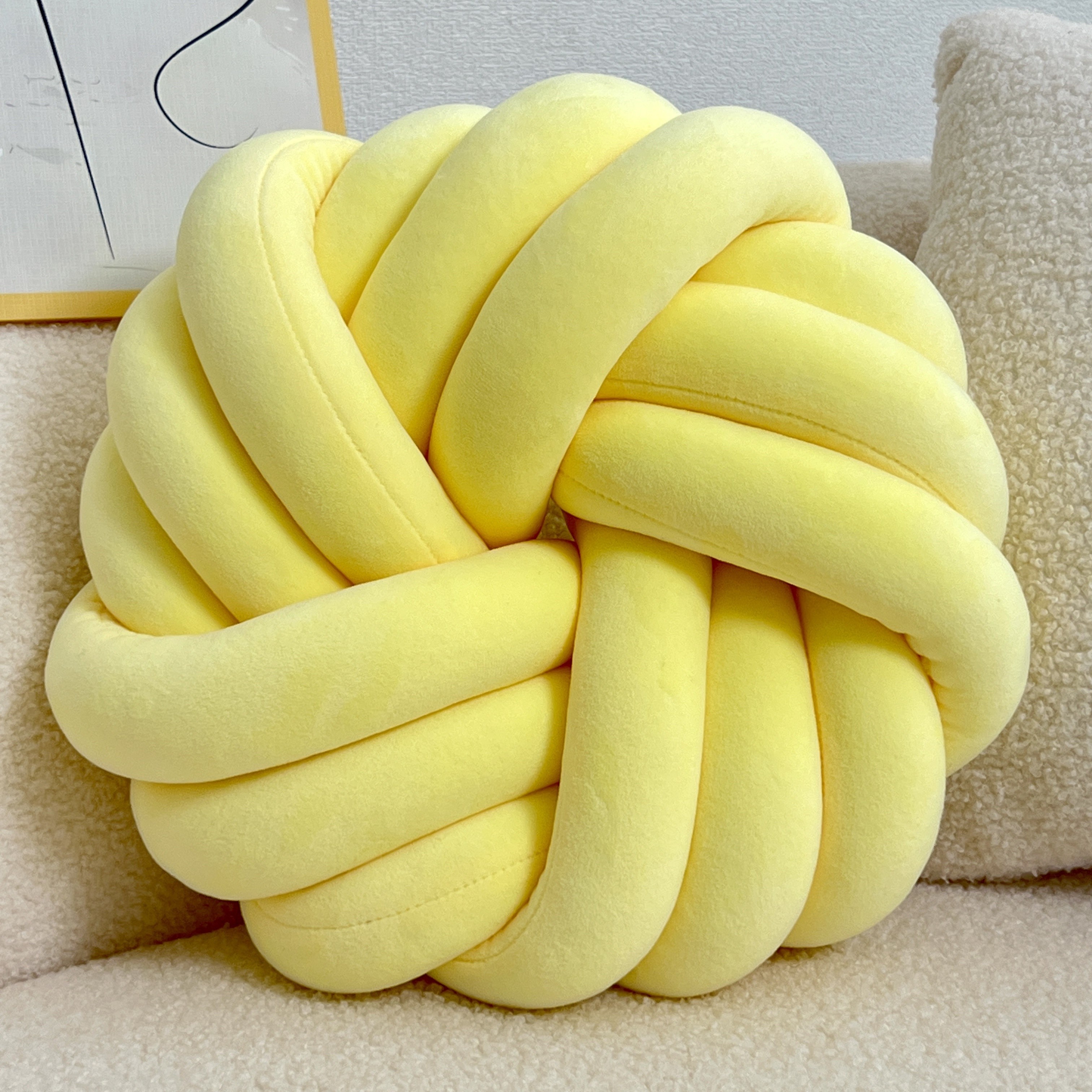 YLBKIKR Handmade Soft Plush Knot Throw Pillow – Multi-Color Modern Minimalist Cushion for Sofa, Bed, and Chair Accent