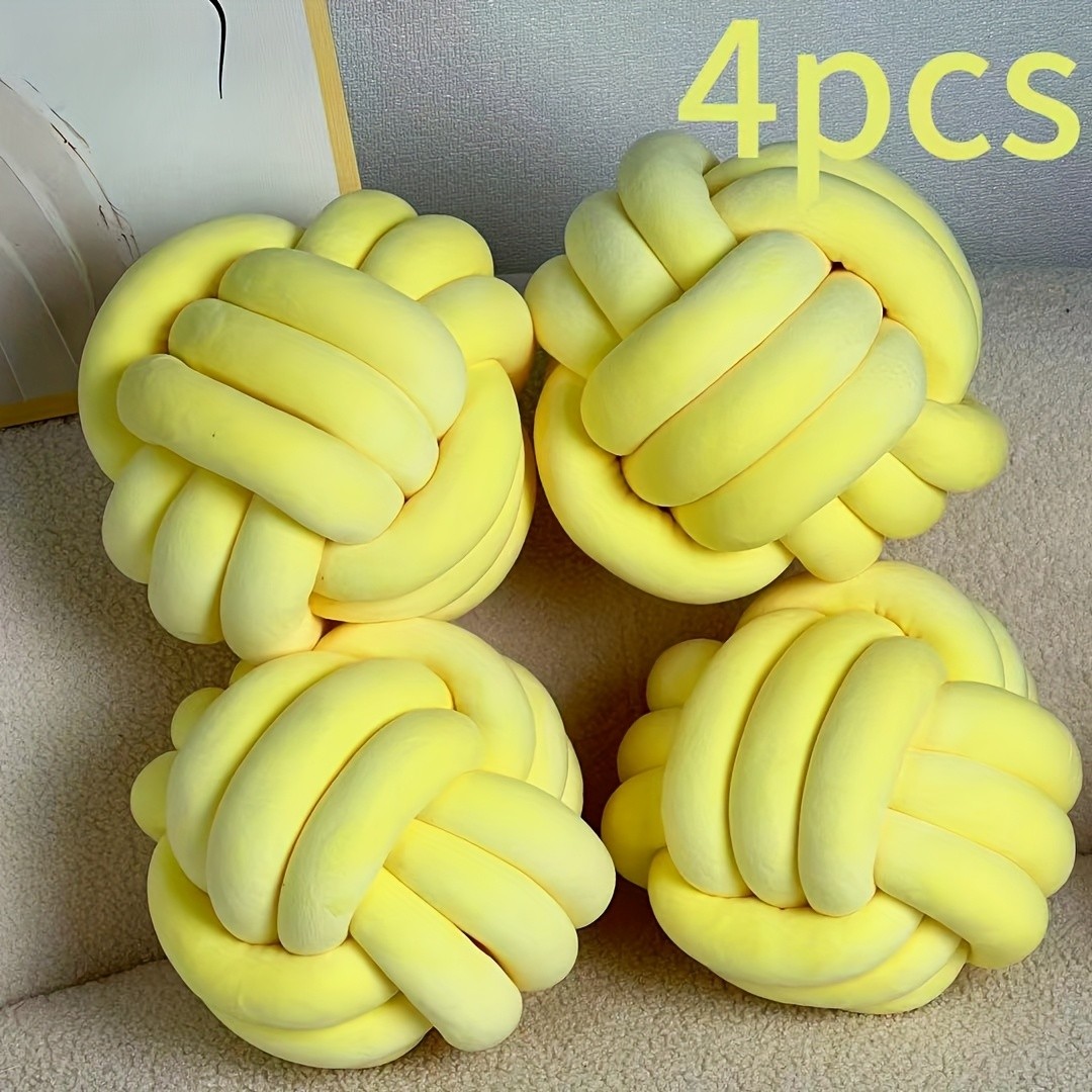 YLBKIKR Soft Plush Knot Ball Pillow – Handmade Geometric Pattern Pillow for Cozy and Stylish Home Decor