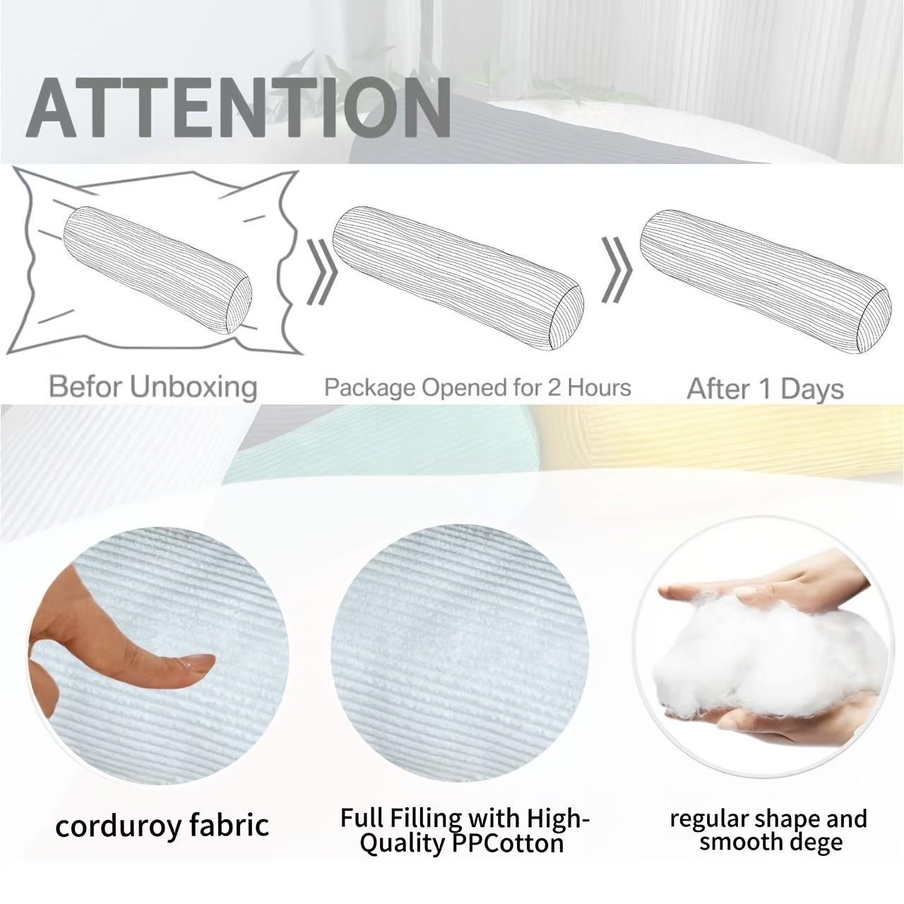 YLBKIKR Round Cervical Roll Cylinder Bolster Pillow – Ergonomically Designed for Neck, Back, and Spine Support