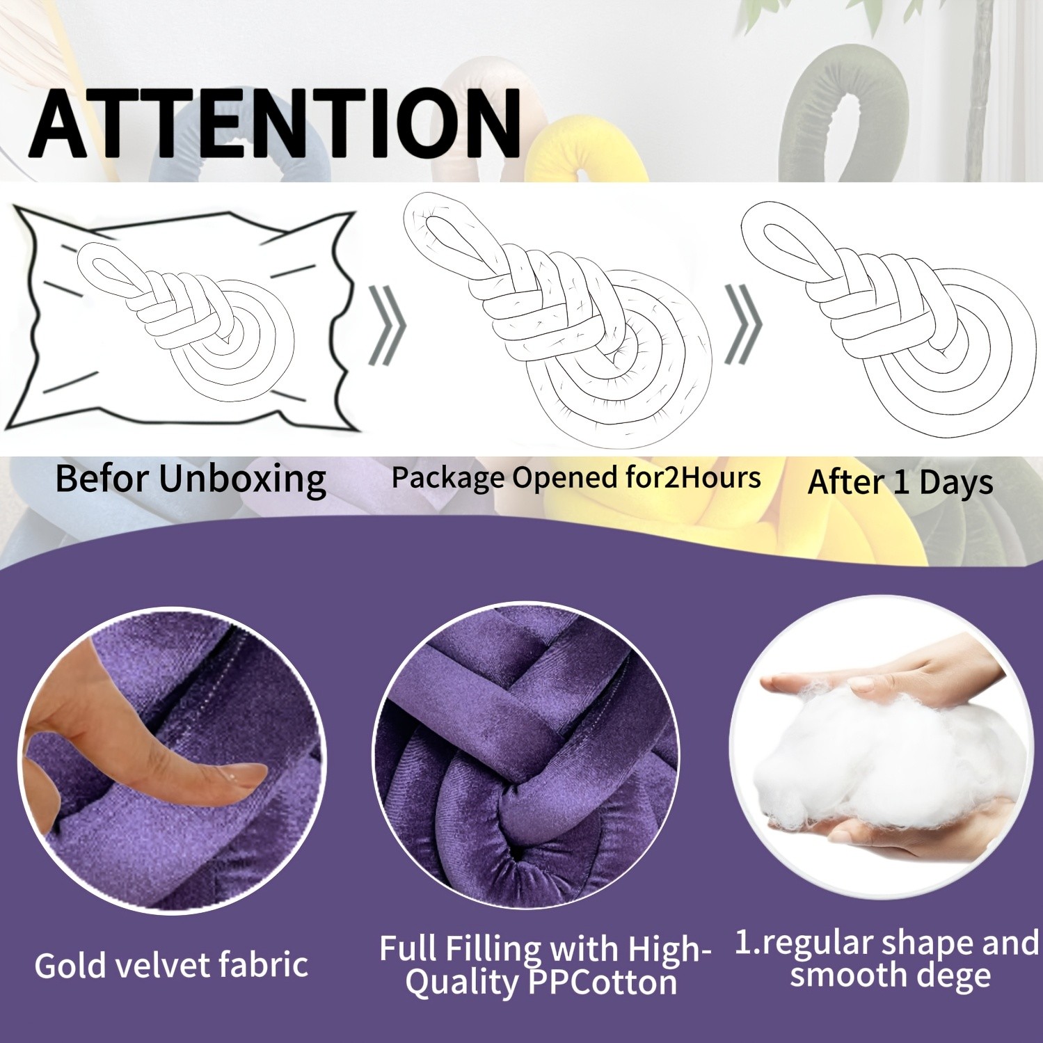 YLBKIKR Handwoven Plush Short-Hair Cushion – Luxury Decorative Accent with Knot/Teardrop/Baroque Design for Sofa, Bed, and Chair