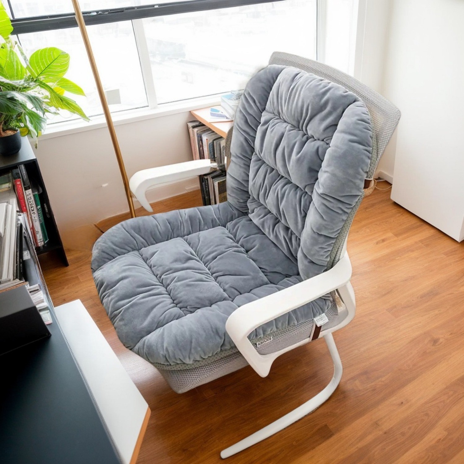 HAOZCL Ergonomic Office Chair Cushion with Integrated Backrest – Thick, Washable Seat Pad for Comfort and Support