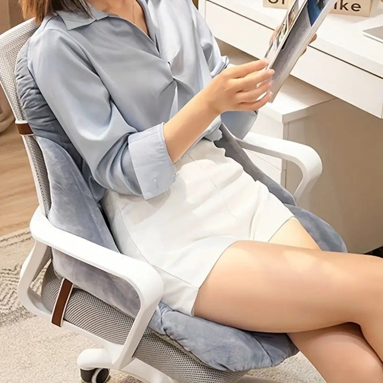 HAOZCL Ergonomic Office Chair Cushion with Integrated Backrest – Thick, Washable Seat Pad for Comfort and Support