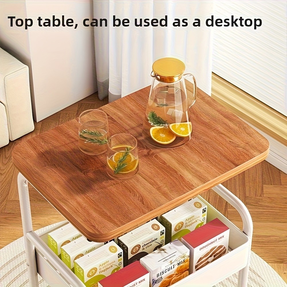 HAOZCL 3-Tier Rolling Cart with Tabletop – Durable Carbon Steel Frame for Easy Mobility and Versatile Storage