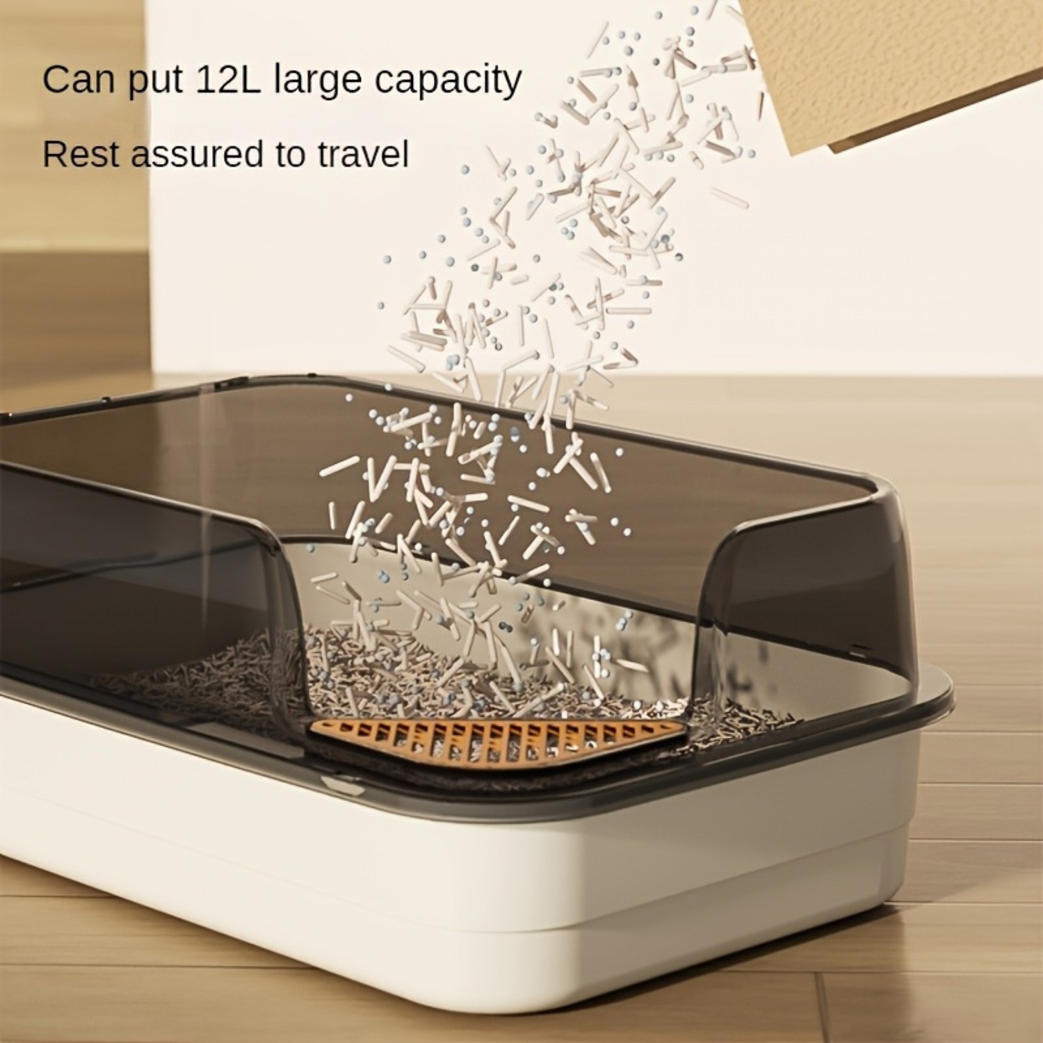 HAOZCL Extra Large Half-Closed Cat Litter Box with High Fence – Durable PVC Litter Box for Multi-Cat Families with Included Scoop