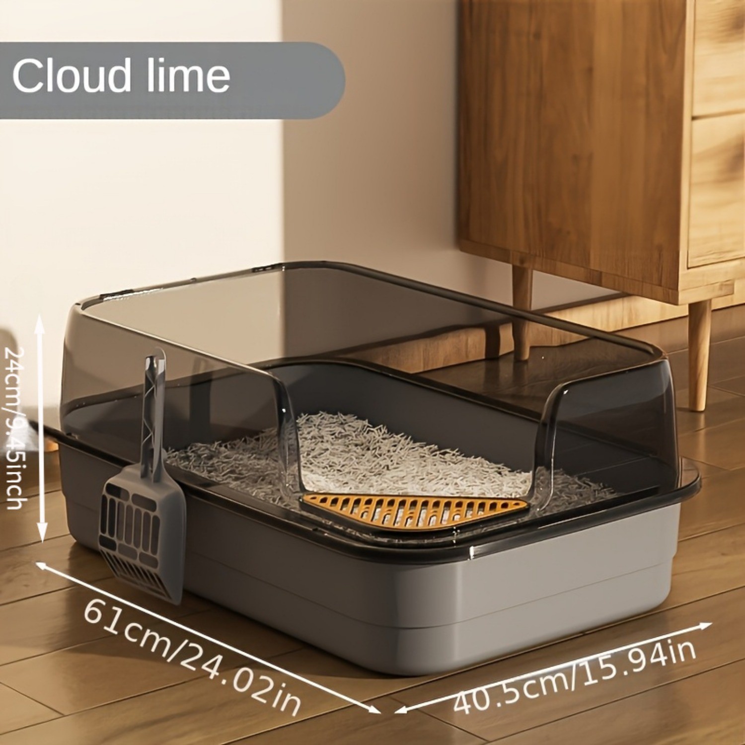 HAOZCL Extra Large Half-Closed Cat Litter Box with High Fence – Durable PVC Litter Box for Multi-Cat Families with Included Scoop