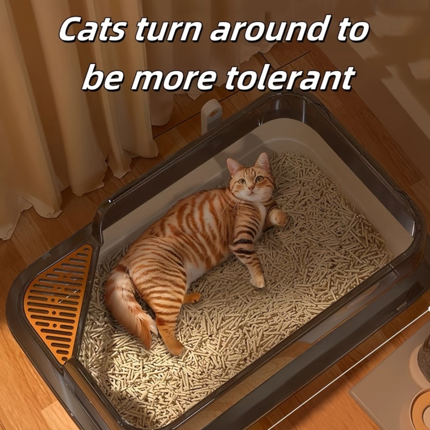 HAOZCL Extra Large Half-Closed Cat Litter Box with High Fence – Durable PVC Litter Box for Multi-Cat Families with Included Scoop