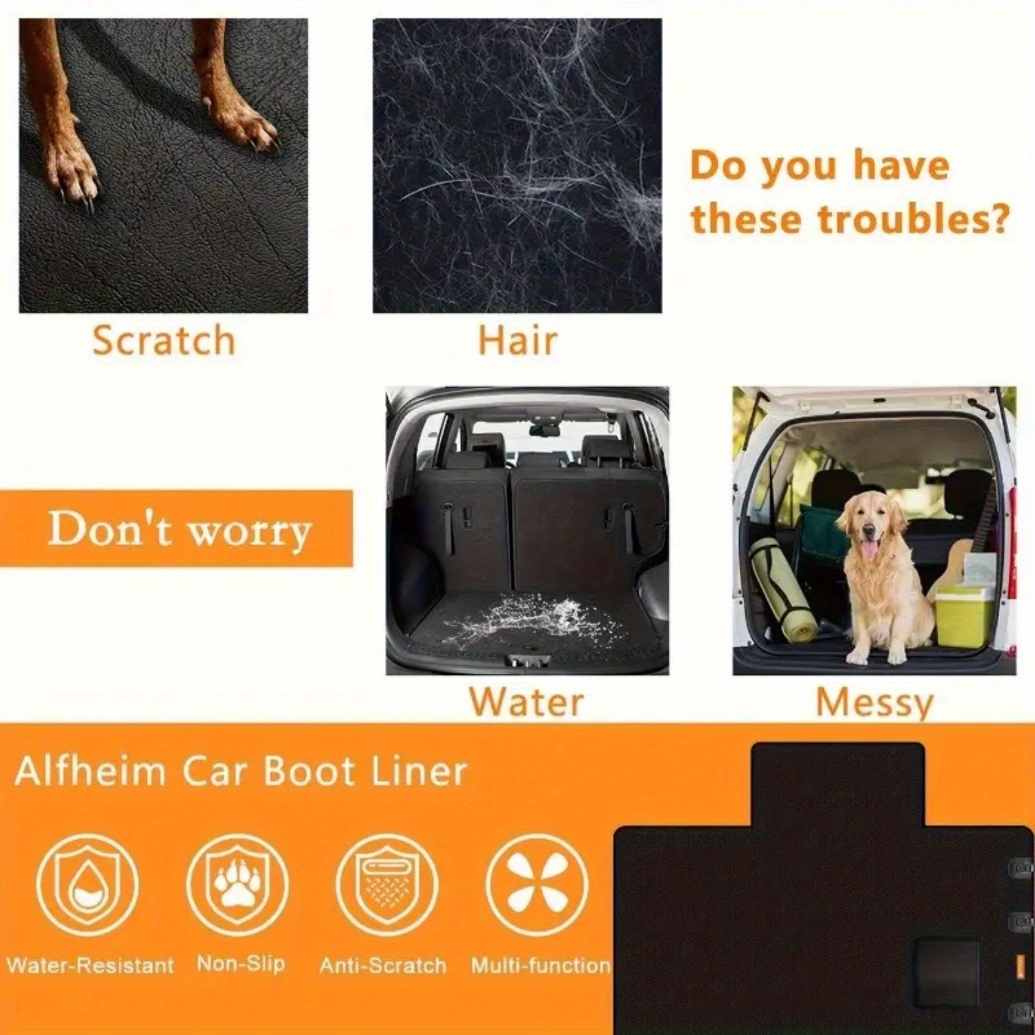 HAOZCL Waterproof & Non-Slip Dog Car Trunk Liner – Scratch-Resistant Pet Cargo Cover for Trucks & SUVs