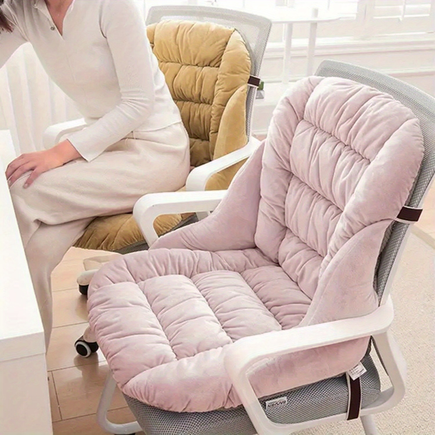 HAOZCL Ergonomic Seat Cushion with Backrest Support – Thick, Washable Comfort Pad for Car, Office, and Dining Chairs