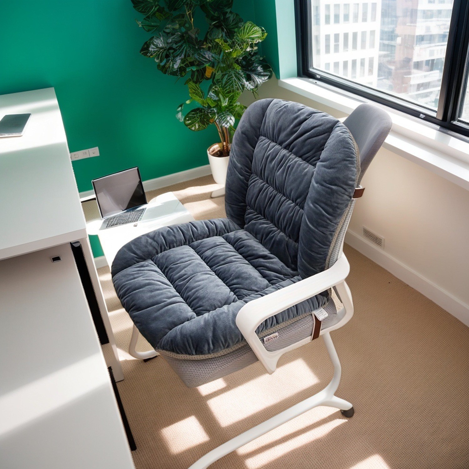 HAOZCL Ergonomic Seat Cushion with Backrest Support – Thick, Washable Comfort Pad for Car, Office, and Dining Chairs