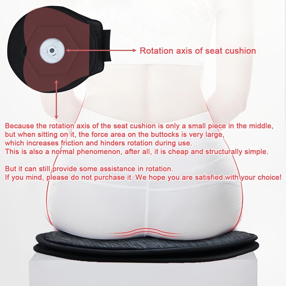 HAOZCL 360° Rotating Car Seat Cushion – Portable Anti-Slip Cushion with Easy Installation for Elderly, Pregnant, and Universal Use