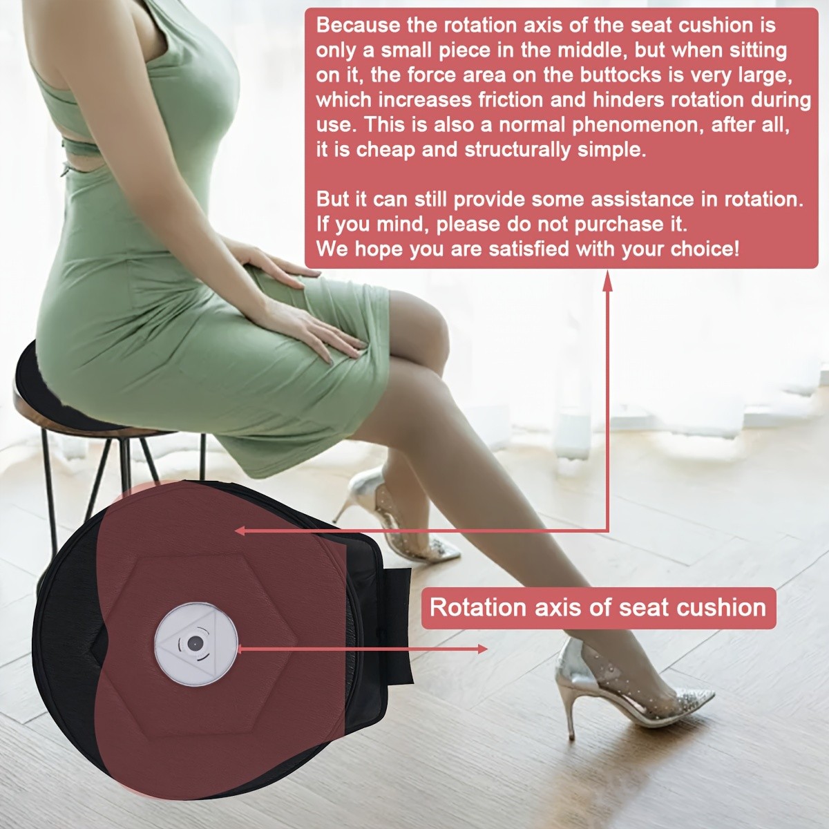 HAOZCL 360° Rotating Car Seat Cushion – Portable Anti-Slip Cushion with Easy Installation for Elderly, Pregnant, and Universal Use