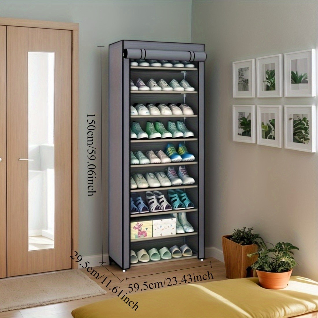 HAOZCL 10-Tier Metal Shoe Rack with Dustproof Cover – Large Capacity Organizer for Entryway, Home, and Dorm Storage