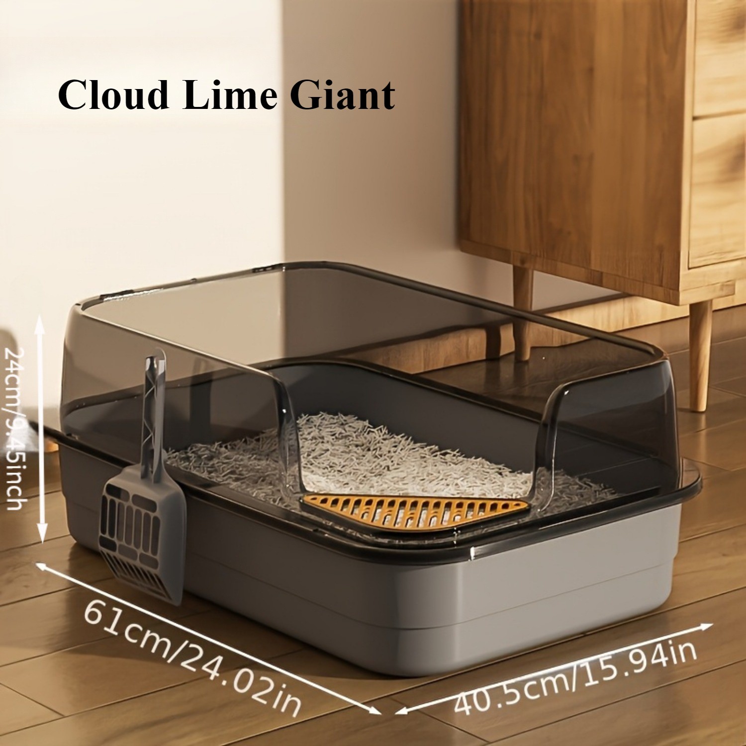 HAOZCL Extra Large Half-Closed Litter Box with High Fence and Cleaning Spoon – Spacious, Splash-Proof Design for Multi-Cat Homes and Easy Maintenance