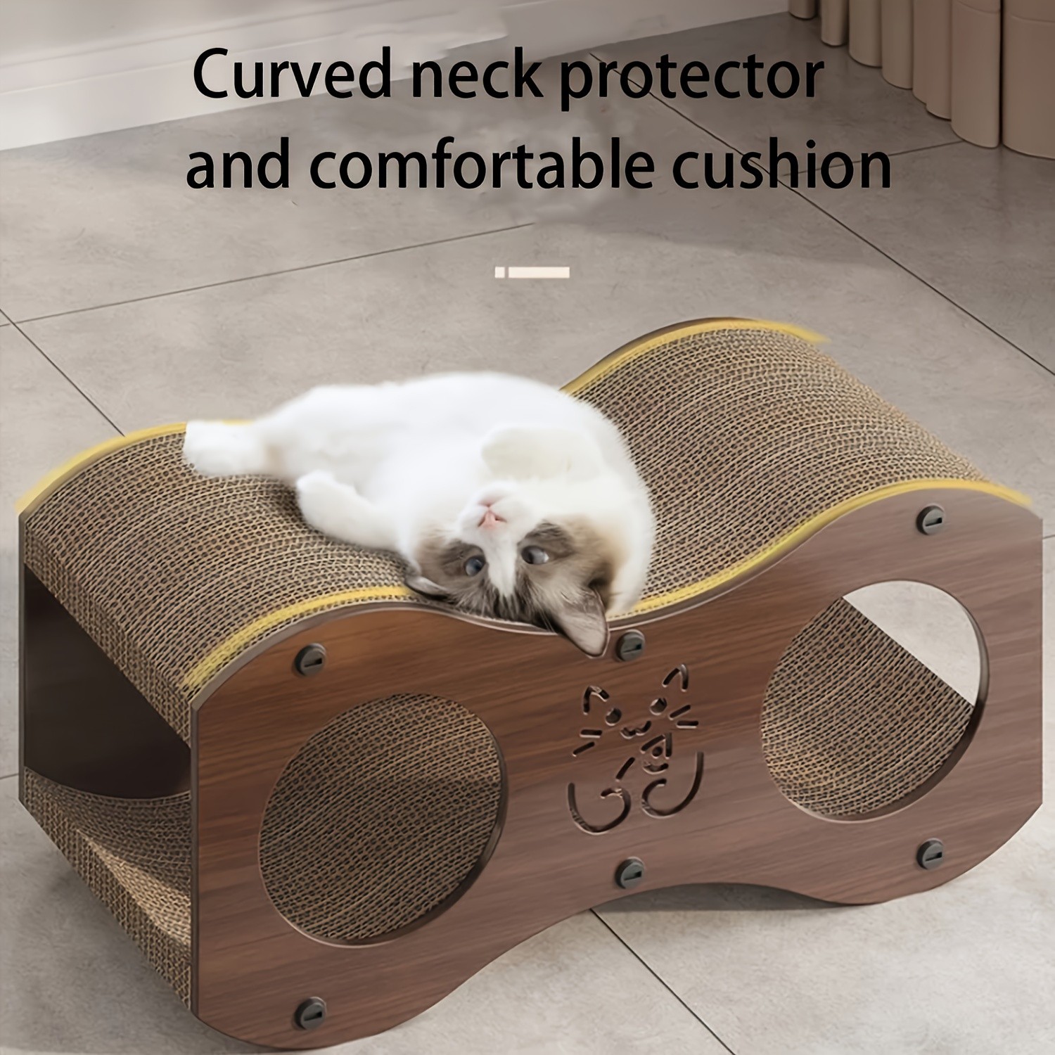 HAOZCL 2-Tier Durable Cat Scratching Post & Bed – 2-in-1 Modern Cat Furniture with Integrated Play Area for Rest and Play