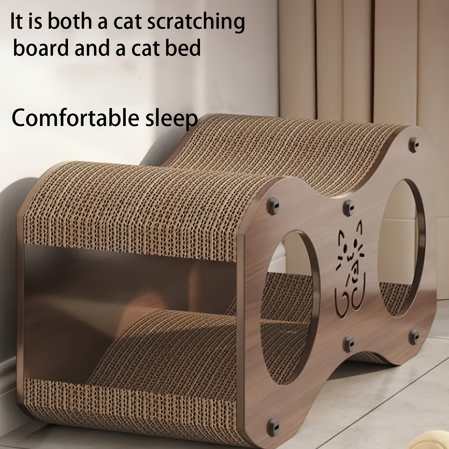 HAOZCL 2-Tier Durable Cat Scratching Post & Bed – 2-in-1 Modern Cat Furniture with Integrated Play Area for Rest and Play