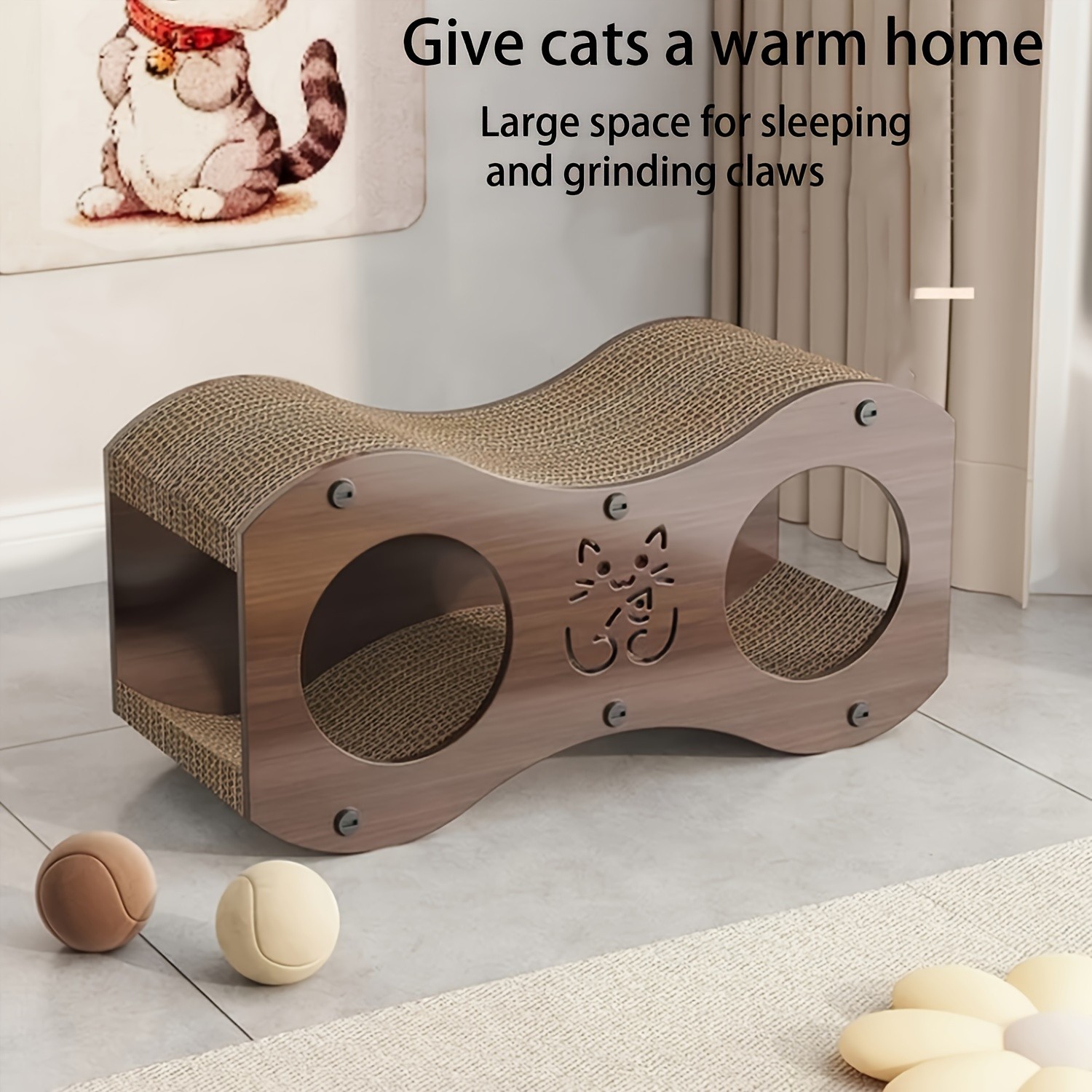 HAOZCL 2-Tier Durable Cat Scratching Post & Bed – 2-in-1 Modern Cat Furniture with Integrated Play Area for Rest and Play