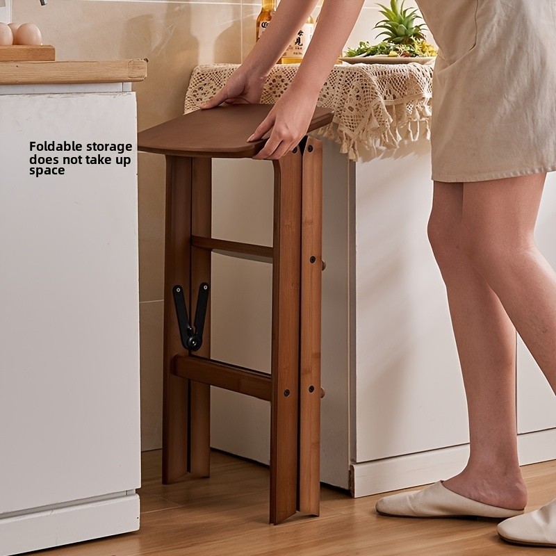 HAOZCL Multi-Functional 3-Tier Folding Step Stool – Portable Ladder with Natural Finish for Home, Office, and Outdoor Use