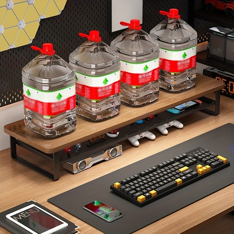 HAOZCL Dual-Layer Computer Desk Stand with Storage Drawers – Heavy-Duty, Space-Saving Workstation with Monitor Stand & Keyboard Tray