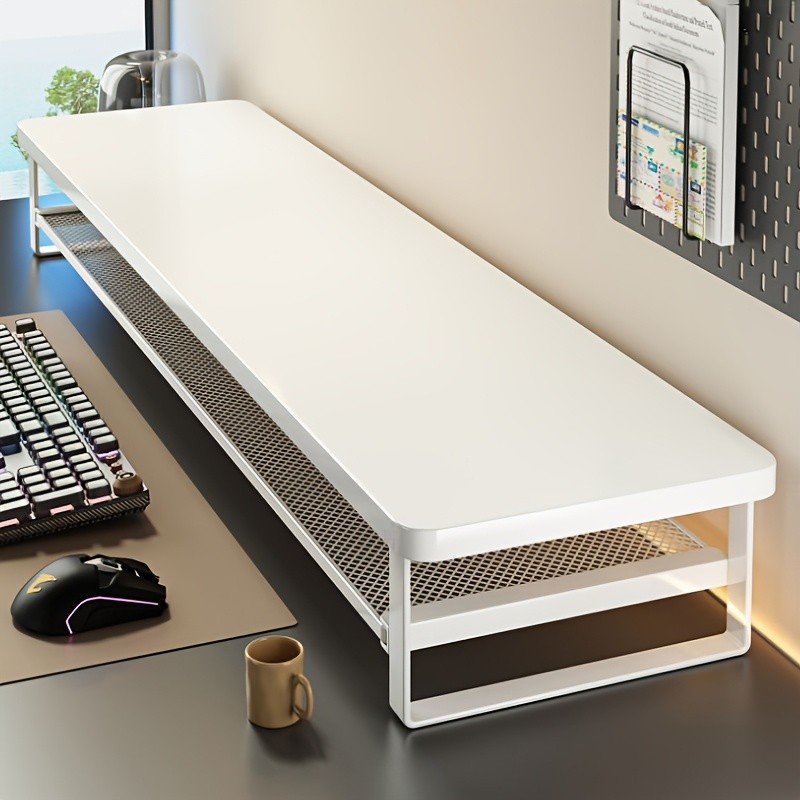 HAOZCL Dual-Layer Computer Desk Stand with Storage Drawers – Heavy-Duty, Space-Saving Workstation with Monitor Stand & Keyboard Tray