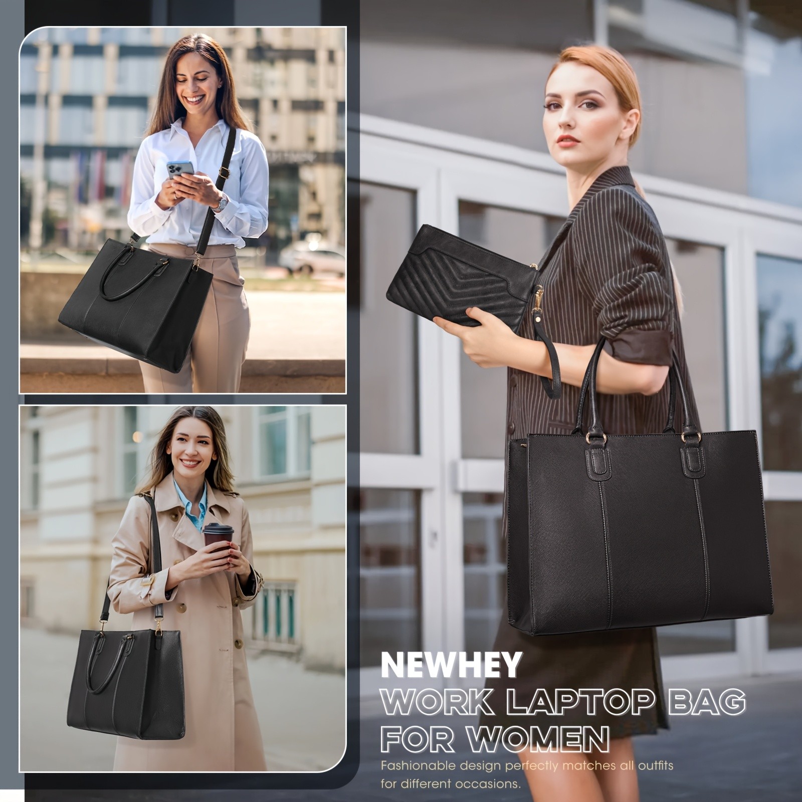 NEWHEY Women’s 39.62 cm Laptop Tote Bag – Minimalist Style, Lightweight, and Professional for Office & Travel