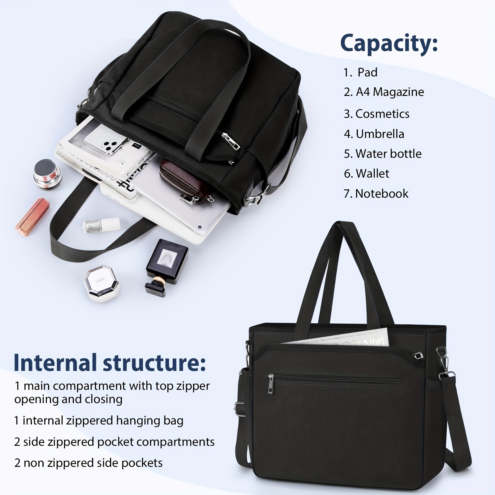 NEWHEY Women’s Large Canvas Tote Bag – Versatile, Durable, and Spacious for Work, School, and Beach