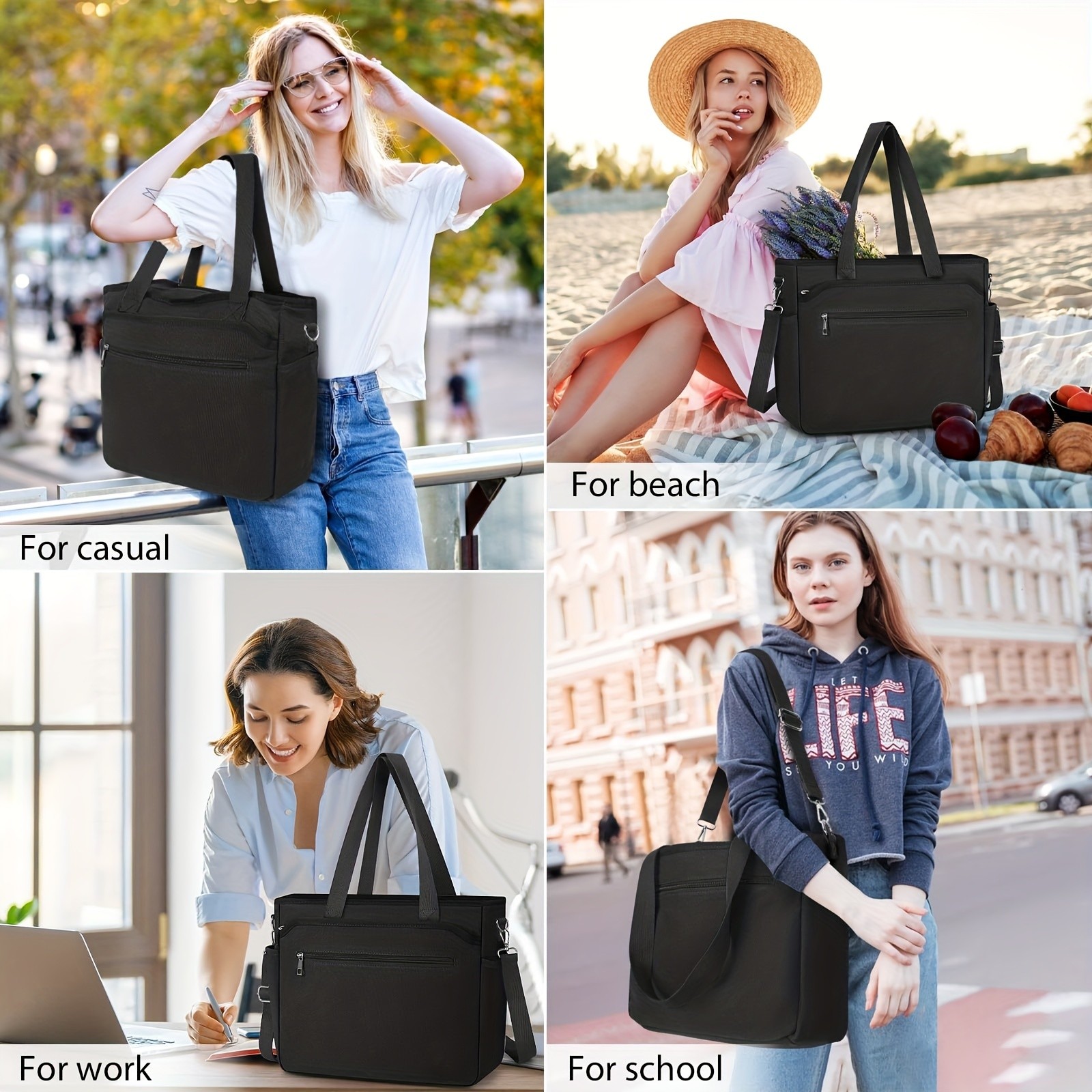 NEWHEY Women’s Large Canvas Tote Bag – Versatile, Durable, and Spacious for Work, School, and Beach