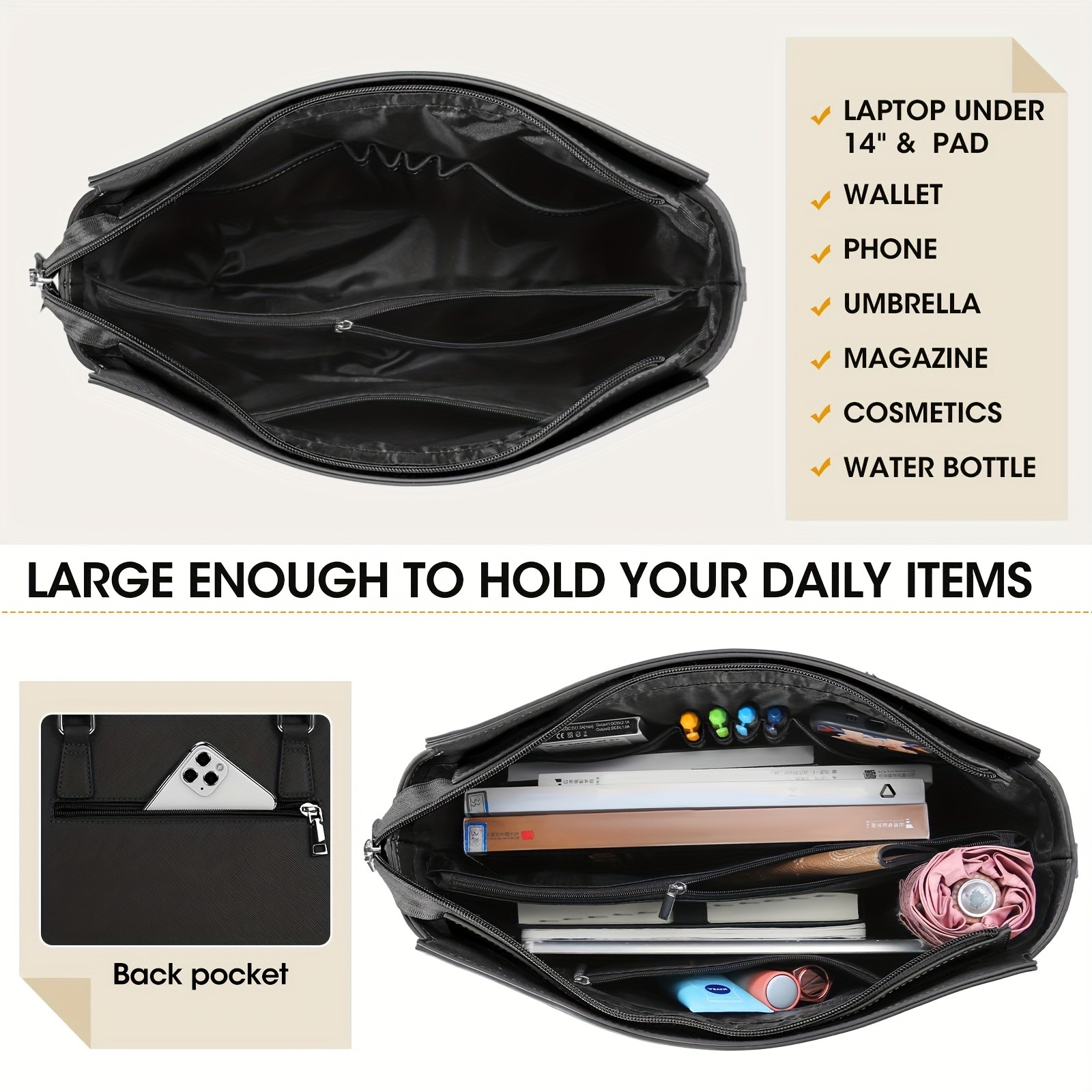 NEWHEY PU Leather Tote Bag for Women – Stylish, Durable, and Perfect for Work, Travel, and Everyday Use