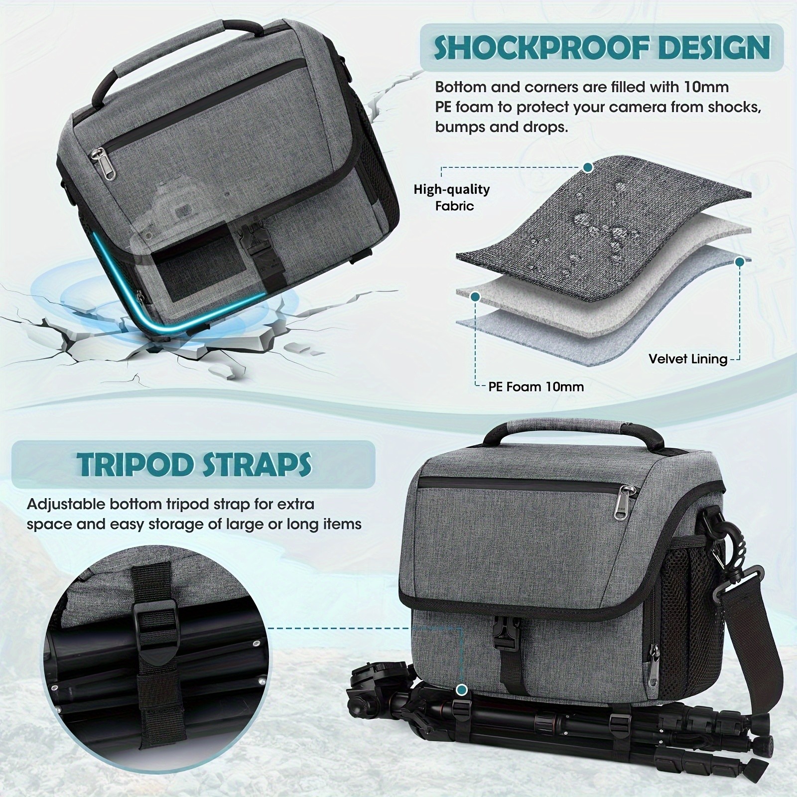 NEWHEY Camera Bag for DSLR, SLR, and Mirrorless Cameras – Durable and Waterproof with Tripod Holder for Outdoor Photography