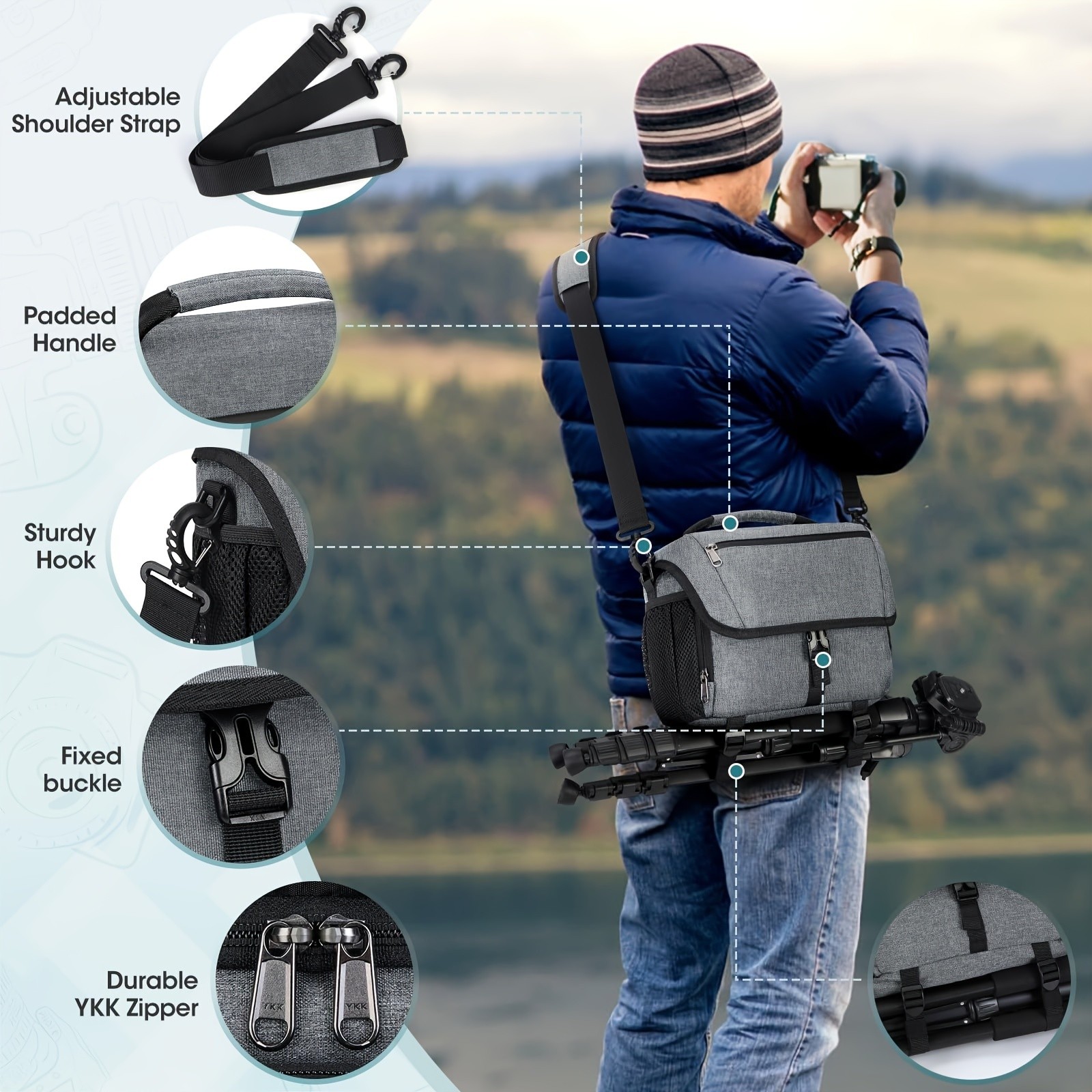 NEWHEY Camera Bag for DSLR, SLR, and Mirrorless Cameras – Durable and Waterproof with Tripod Holder for Outdoor Photography