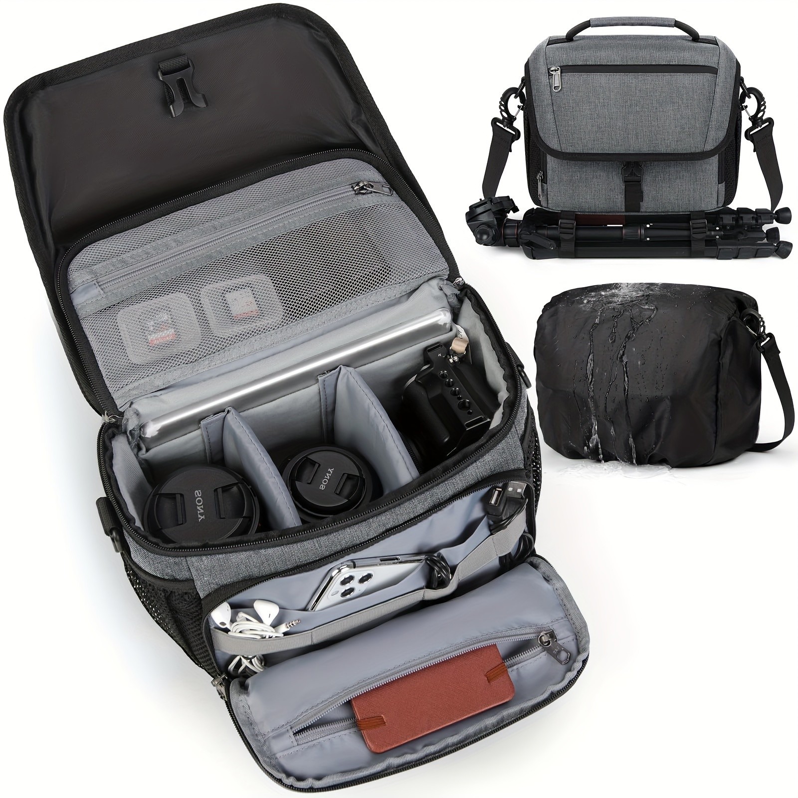 NEWHEY Camera Bag for DSLR, SLR, and Mirrorless Cameras – Durable and Waterproof with Tripod Holder for Outdoor Photography